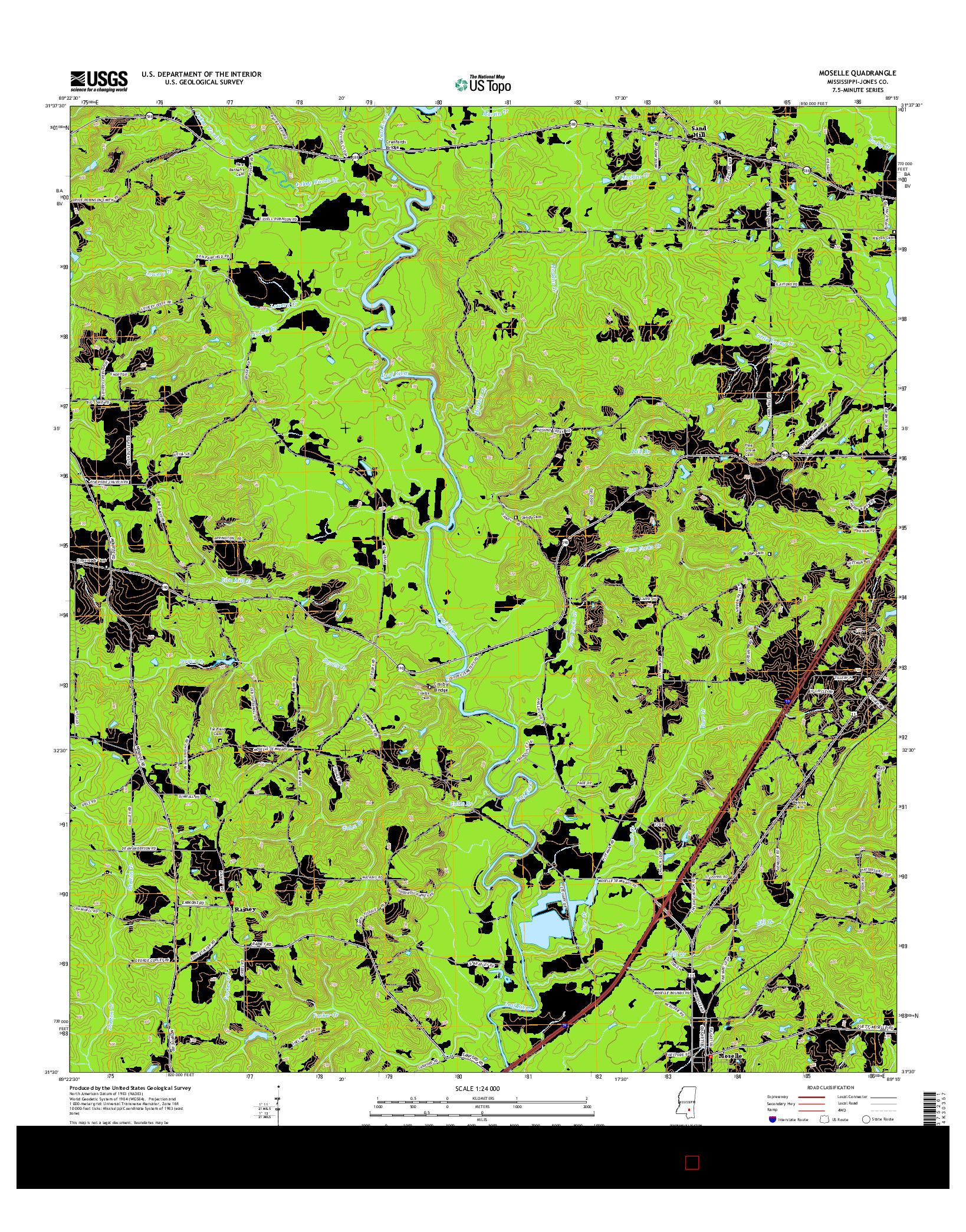 USGS US TOPO 7.5-MINUTE MAP FOR MOSELLE, MS 2015
