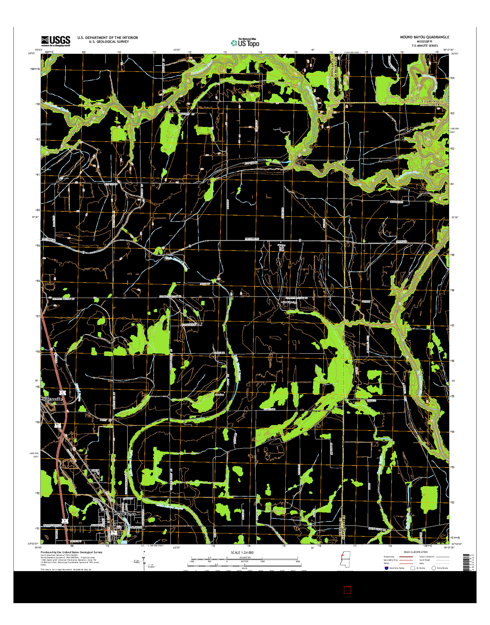 USGS US TOPO 7.5-MINUTE MAP FOR MOUND BAYOU, MS 2015