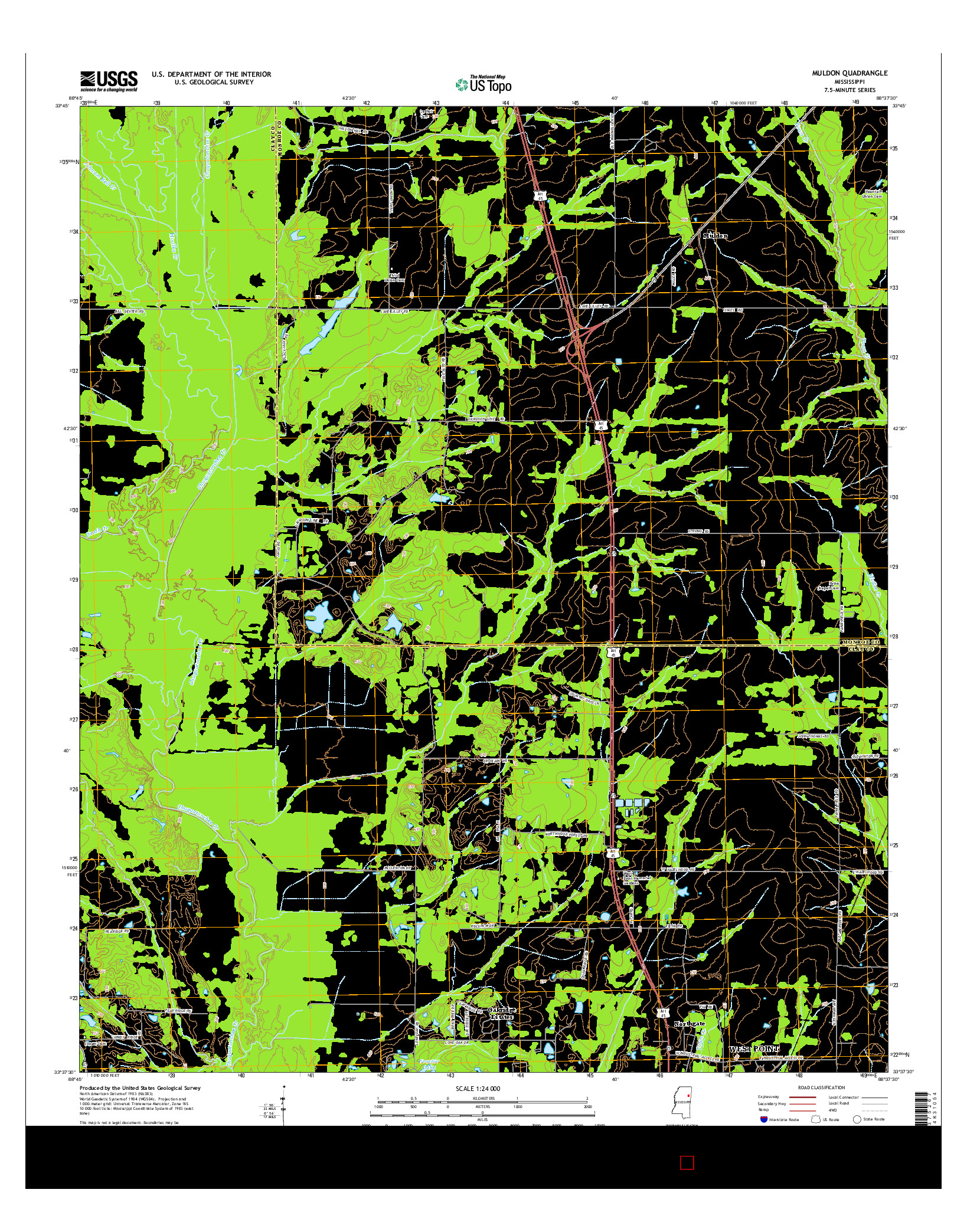 USGS US TOPO 7.5-MINUTE MAP FOR MULDON, MS 2015