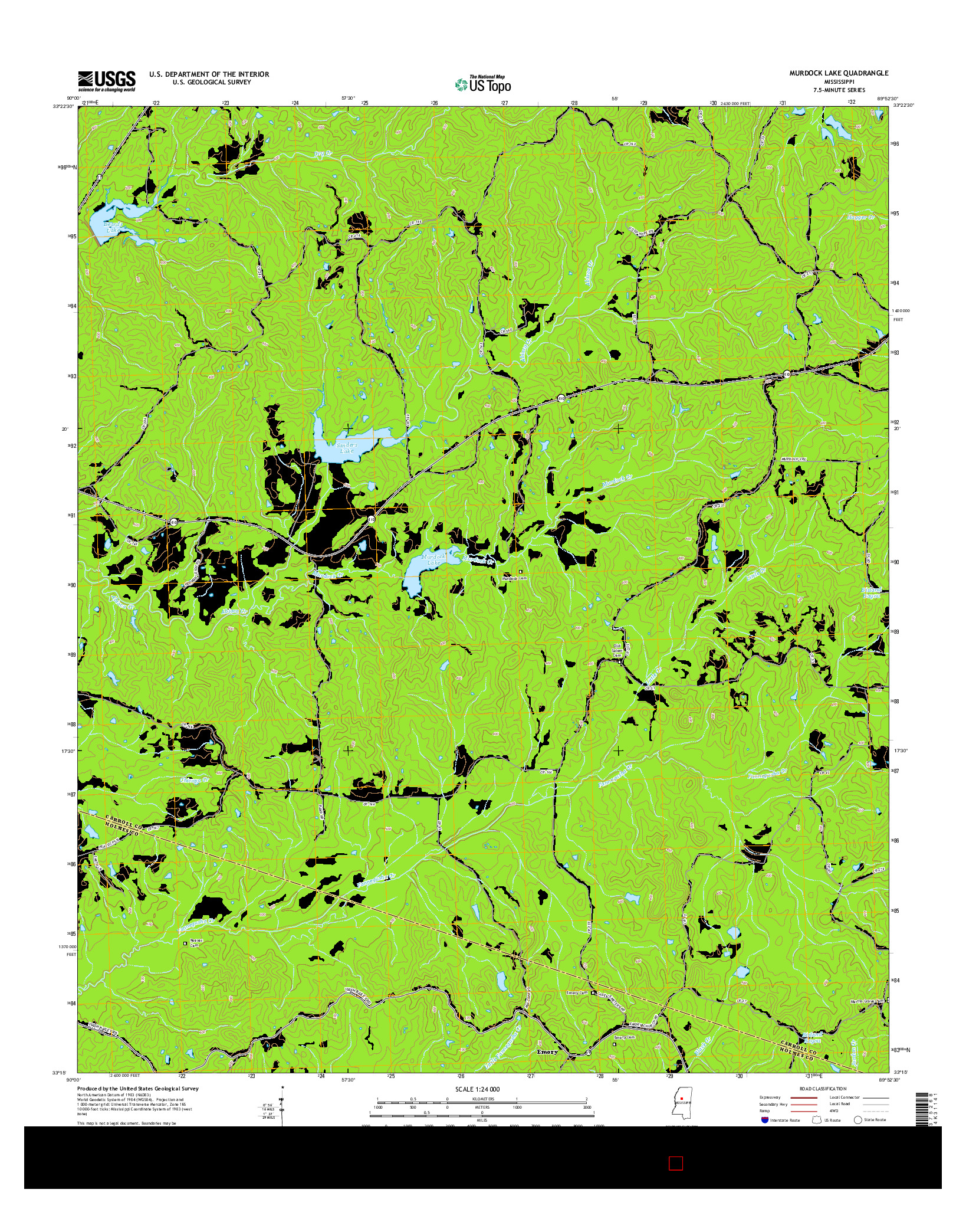 USGS US TOPO 7.5-MINUTE MAP FOR MURDOCK LAKE, MS 2015