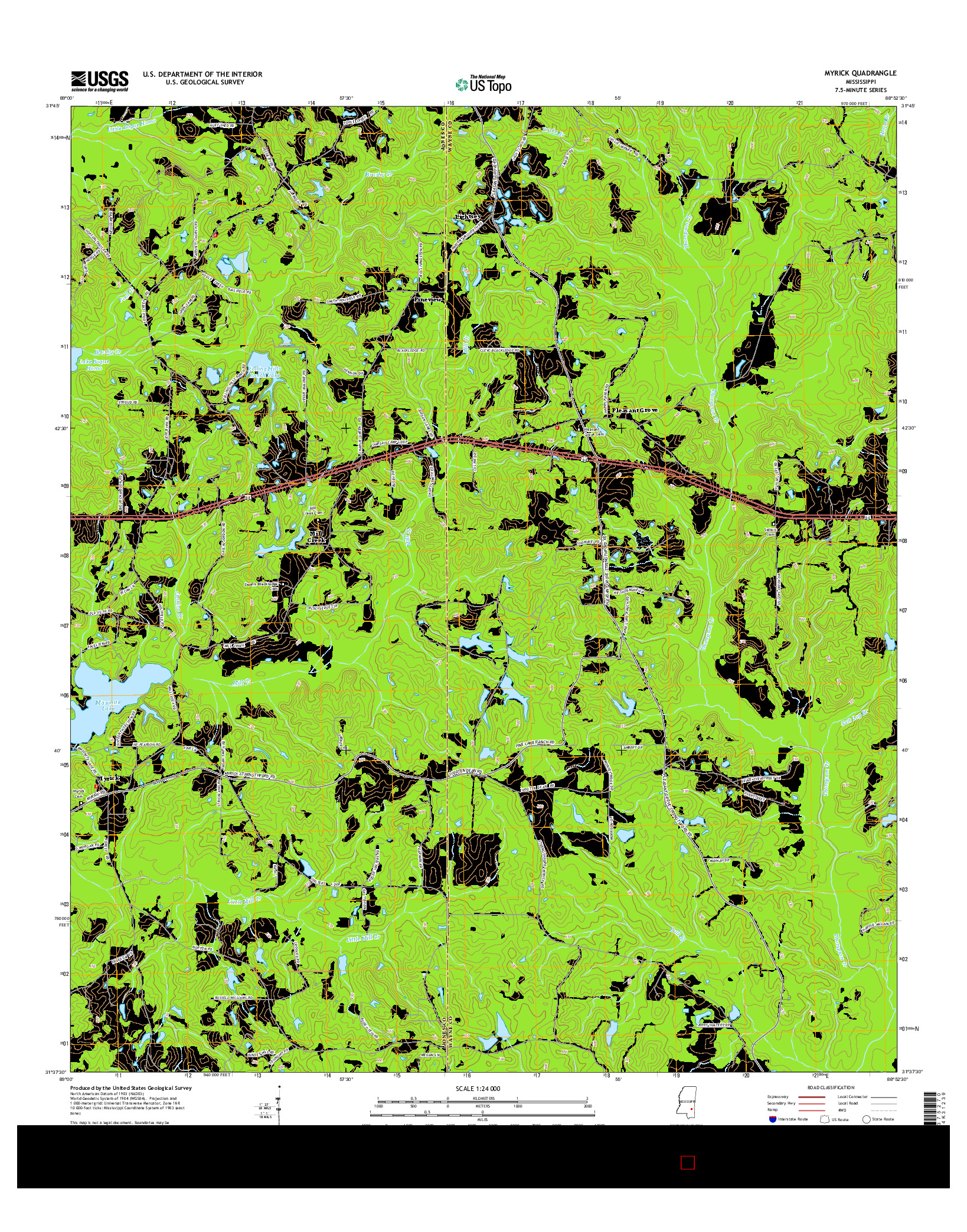 USGS US TOPO 7.5-MINUTE MAP FOR MYRICK, MS 2015