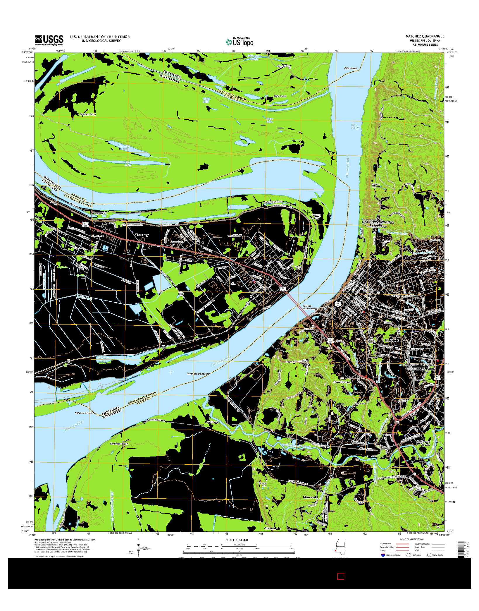 USGS US TOPO 7.5-MINUTE MAP FOR NATCHEZ, MS-LA 2015