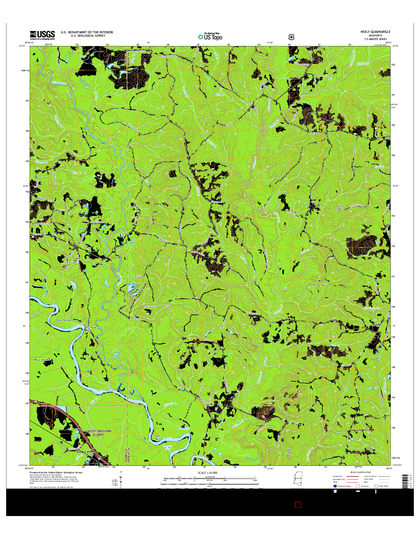 USGS US TOPO 7.5-MINUTE MAP FOR NEELY, MS 2015