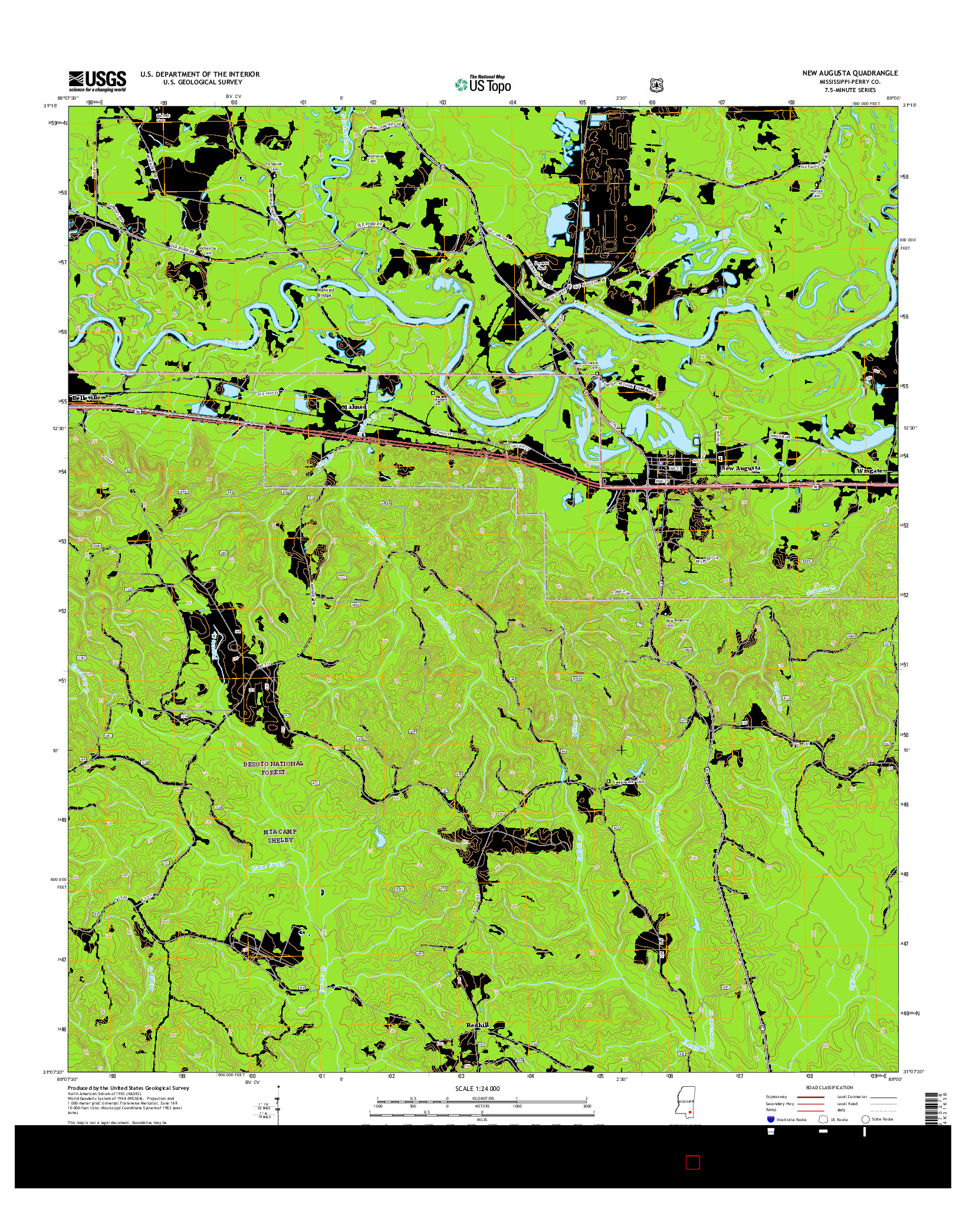 USGS US TOPO 7.5-MINUTE MAP FOR NEW AUGUSTA, MS 2015