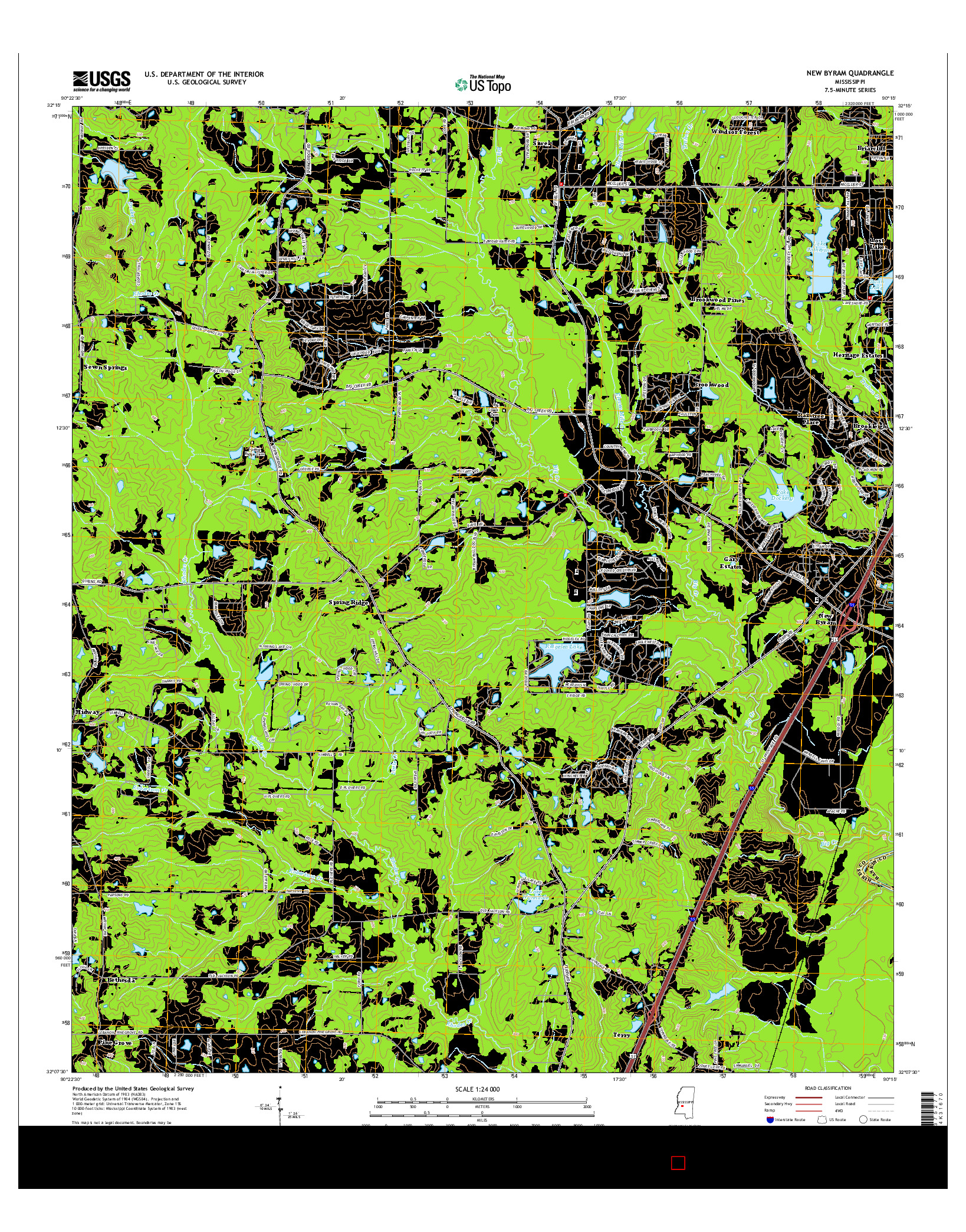 USGS US TOPO 7.5-MINUTE MAP FOR NEW BYRAM, MS 2015