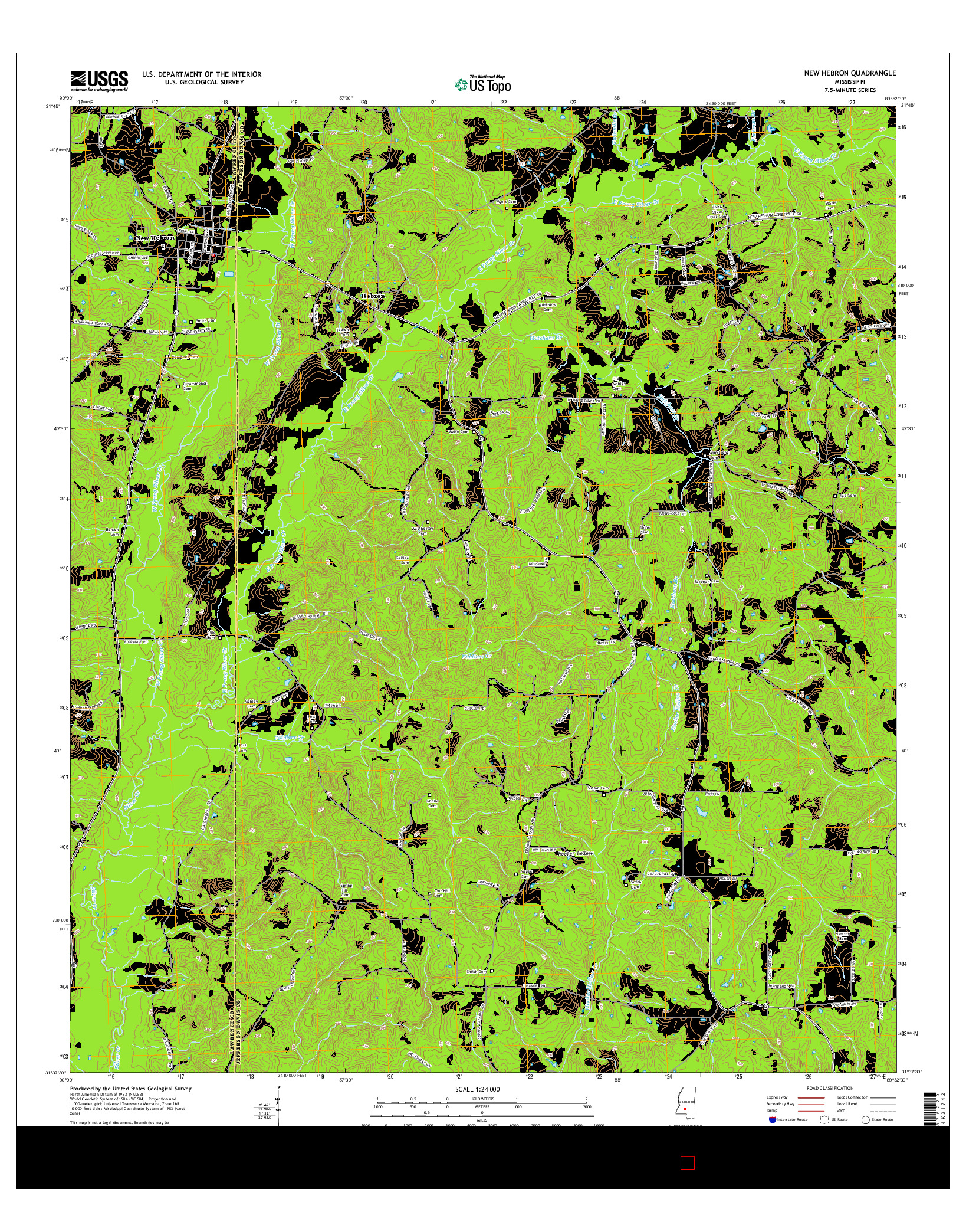 USGS US TOPO 7.5-MINUTE MAP FOR NEW HEBRON, MS 2015