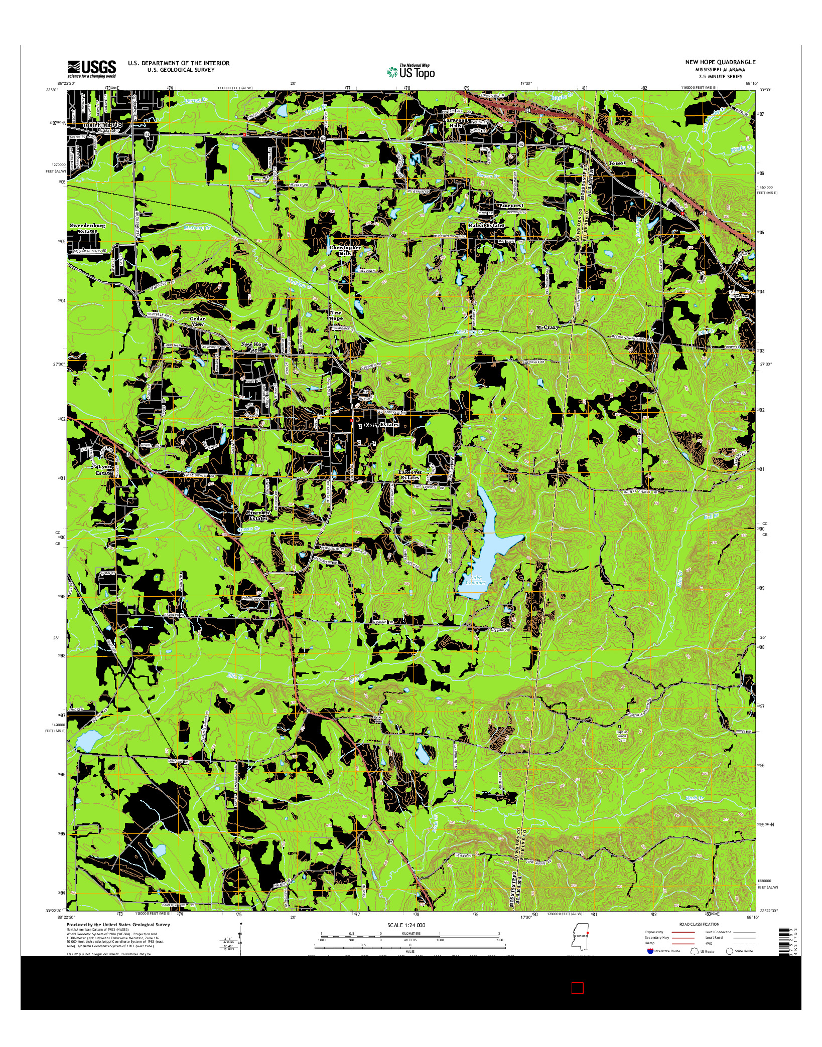 USGS US TOPO 7.5-MINUTE MAP FOR NEW HOPE, MS-AL 2015