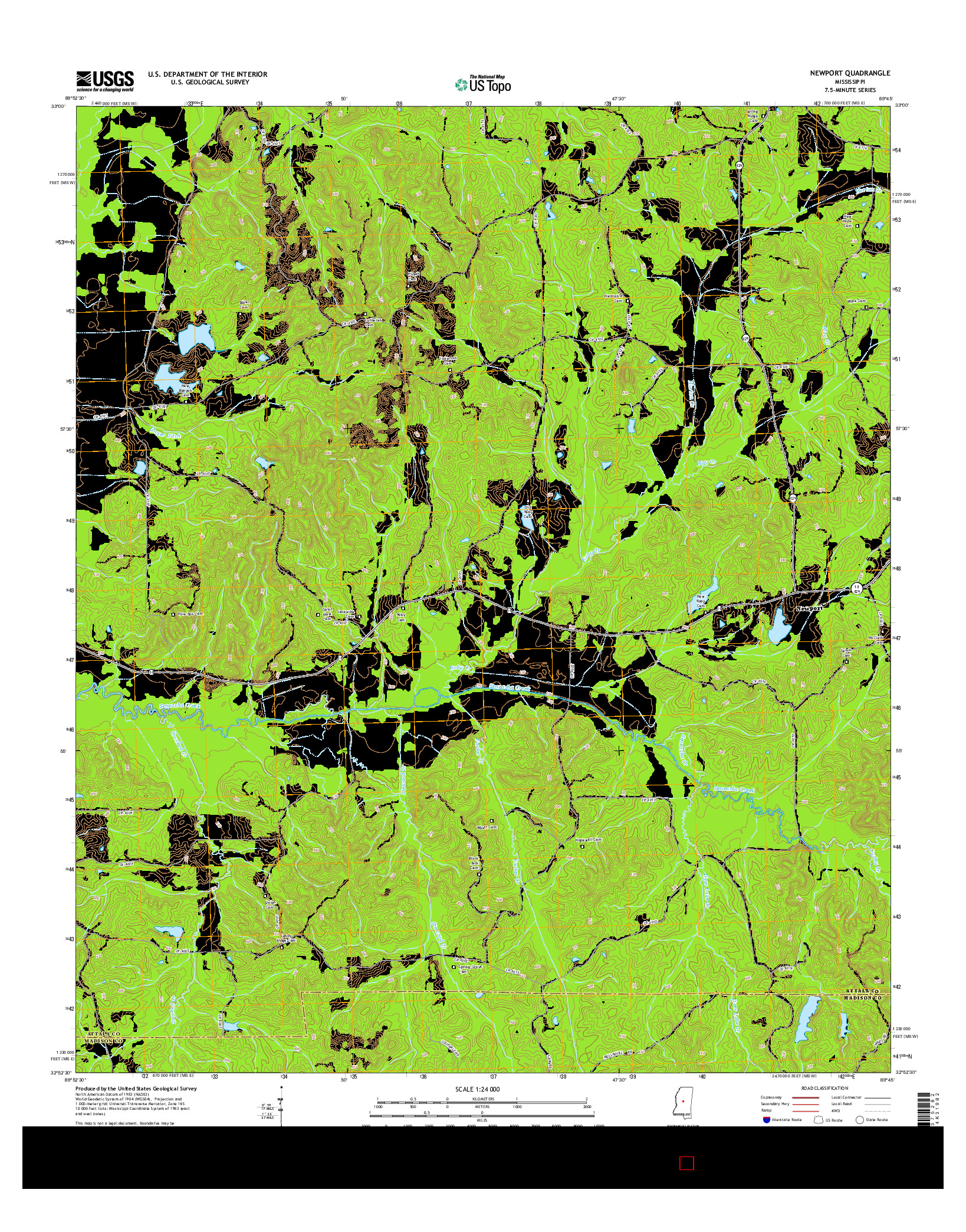 USGS US TOPO 7.5-MINUTE MAP FOR NEWPORT, MS 2015