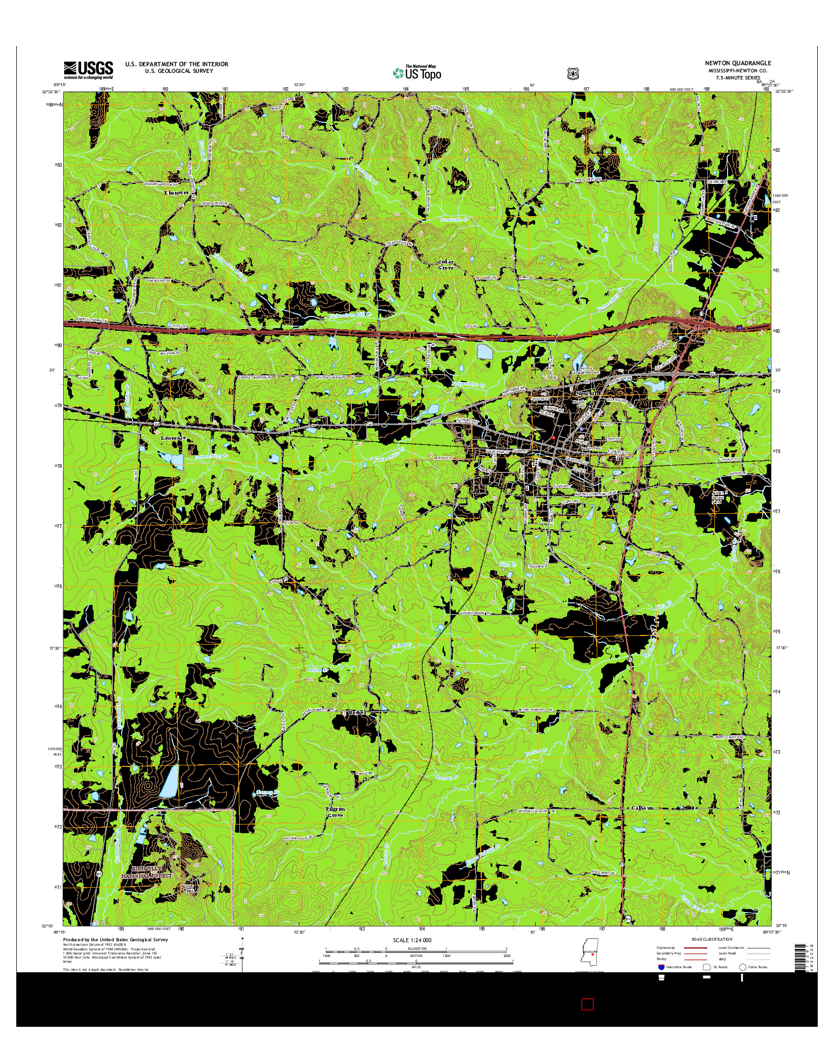 USGS US TOPO 7.5-MINUTE MAP FOR NEWTON, MS 2015