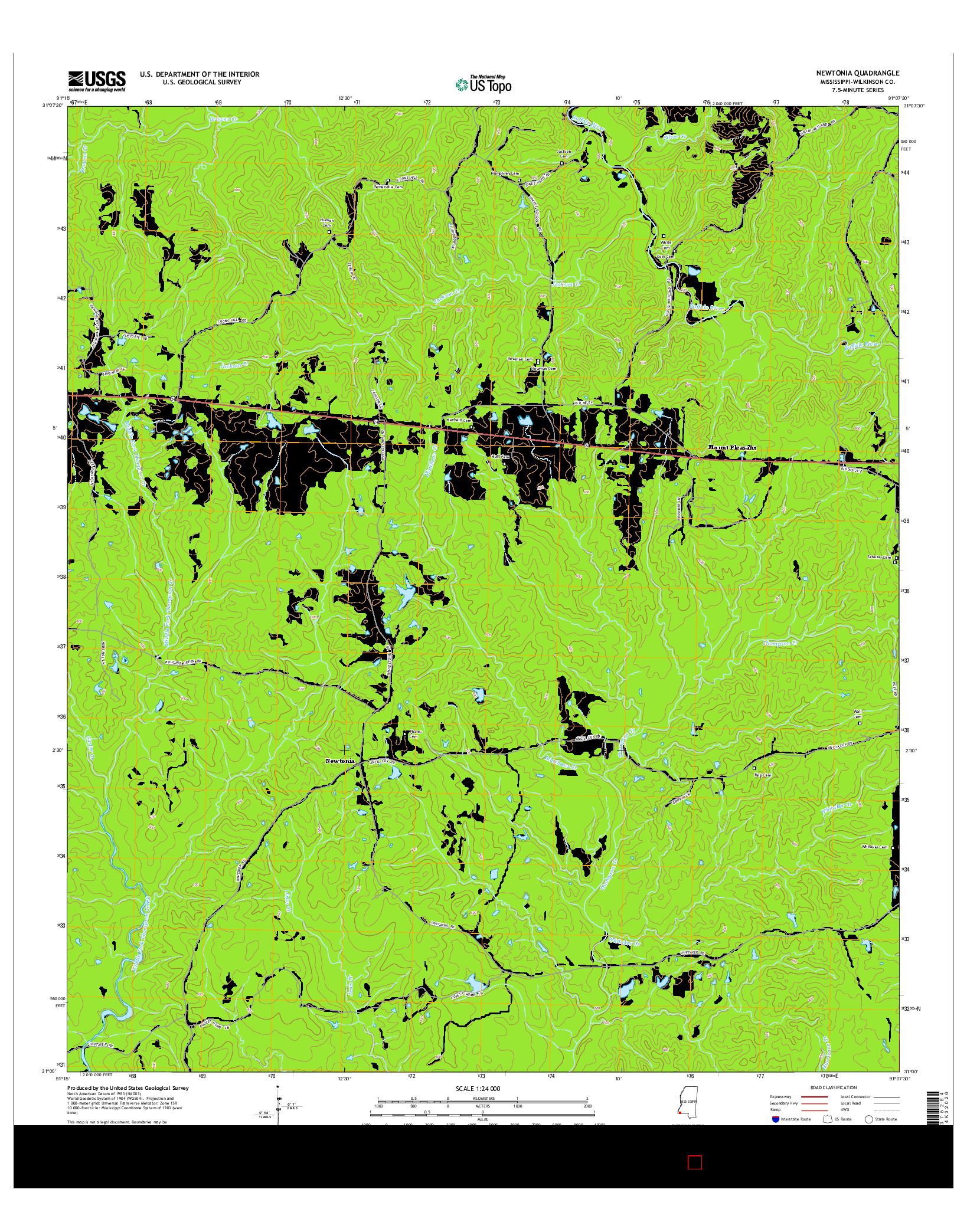 USGS US TOPO 7.5-MINUTE MAP FOR NEWTONIA, MS 2015