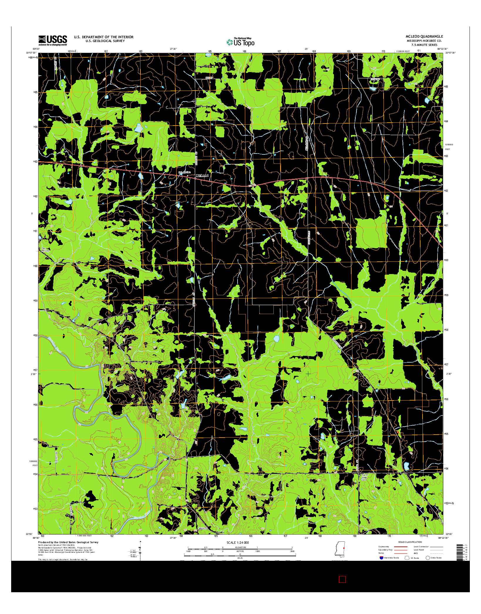 USGS US TOPO 7.5-MINUTE MAP FOR MCLEOD, MS 2015