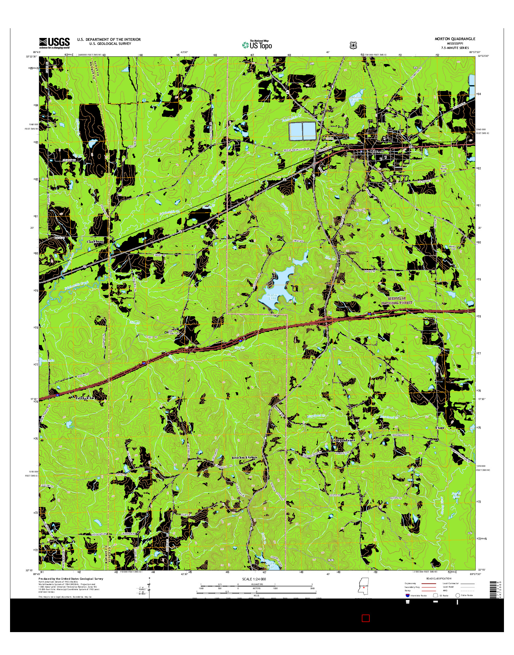 USGS US TOPO 7.5-MINUTE MAP FOR MORTON, MS 2015