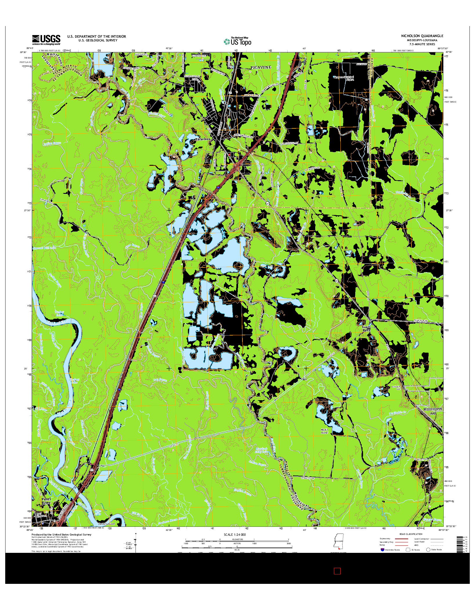 USGS US TOPO 7.5-MINUTE MAP FOR NICHOLSON, MS-LA 2015