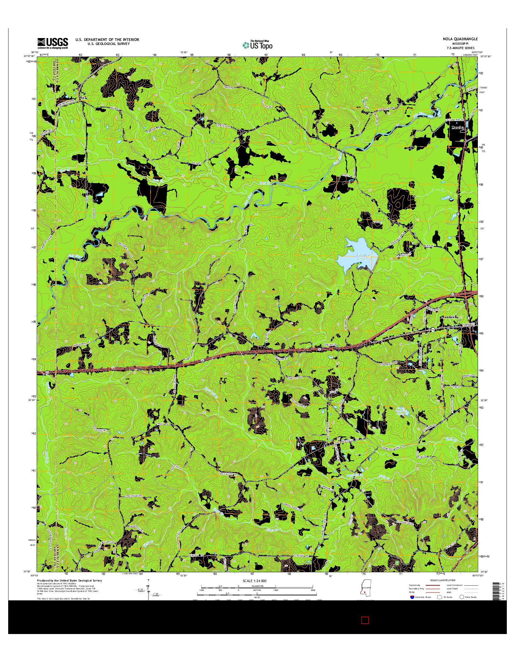 USGS US TOPO 7.5-MINUTE MAP FOR NOLA, MS 2015