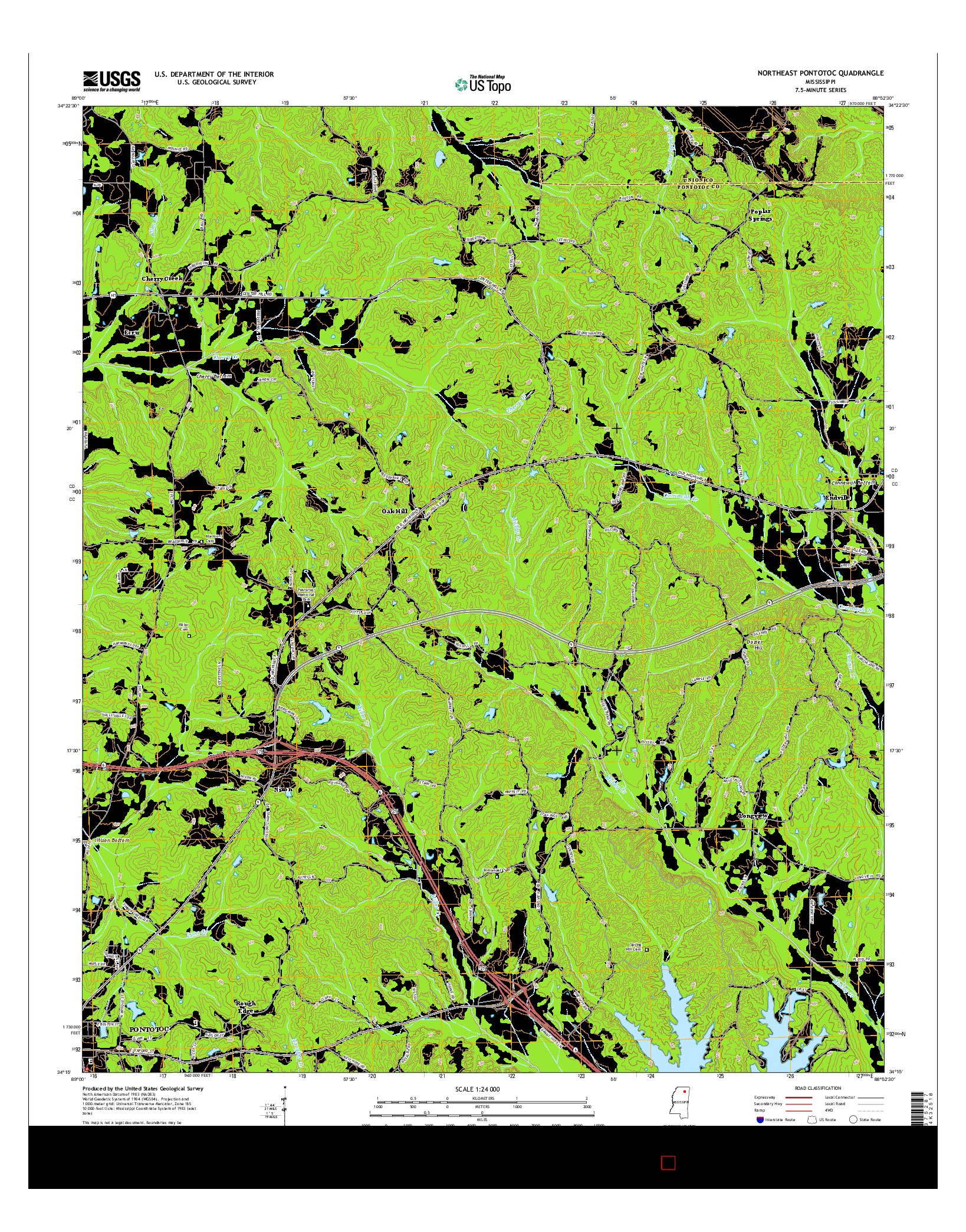 USGS US TOPO 7.5-MINUTE MAP FOR NORTHEAST PONTOTOC, MS 2015