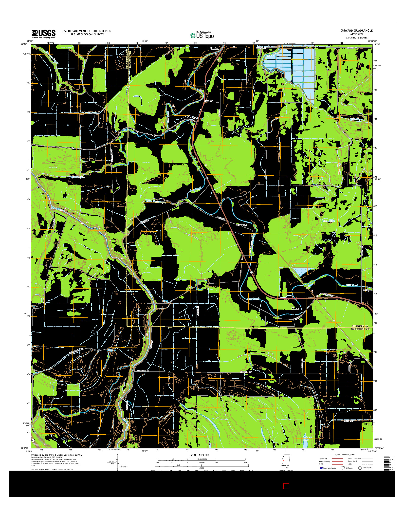 USGS US TOPO 7.5-MINUTE MAP FOR ONWARD, MS 2015