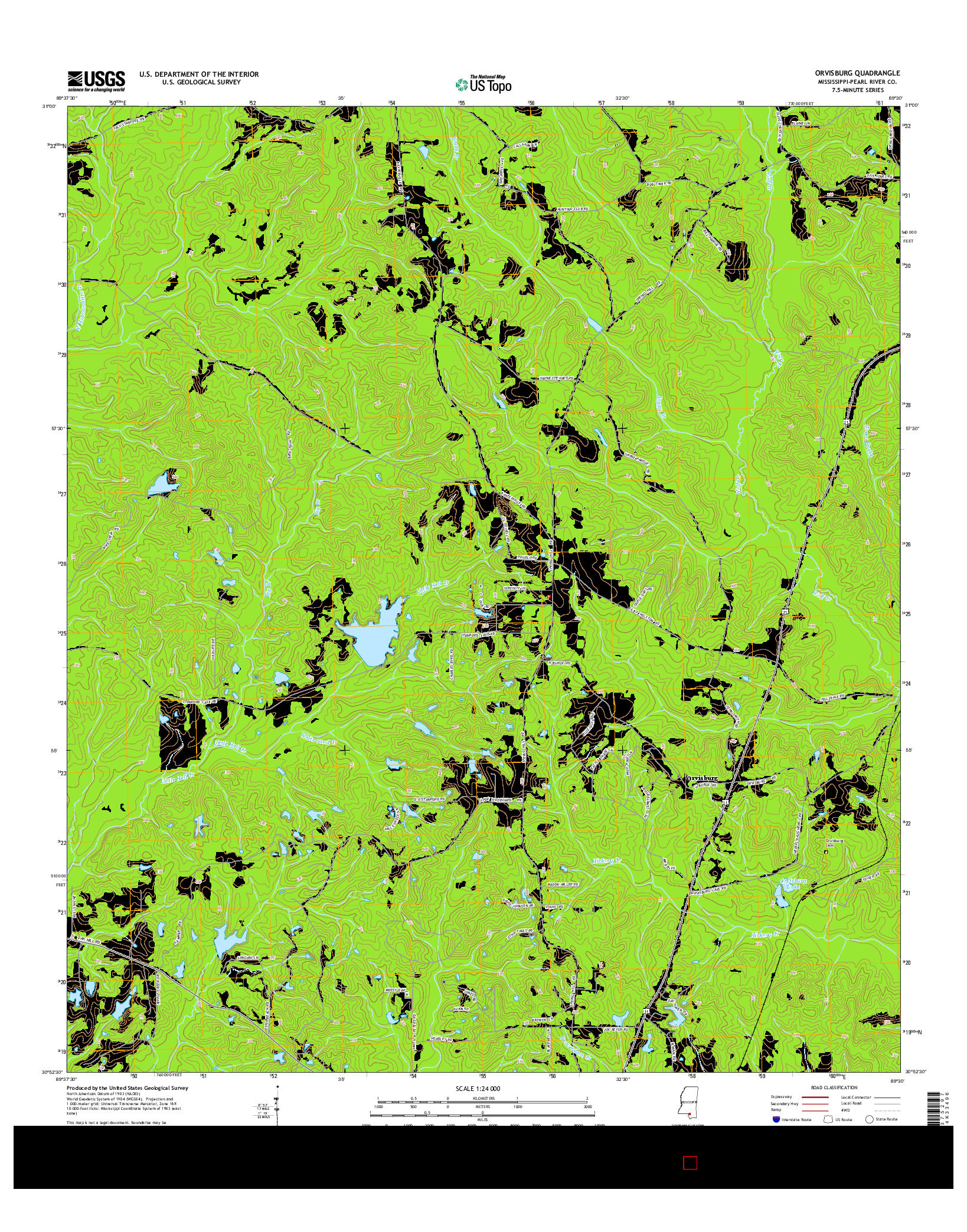 USGS US TOPO 7.5-MINUTE MAP FOR ORVISBURG, MS 2015