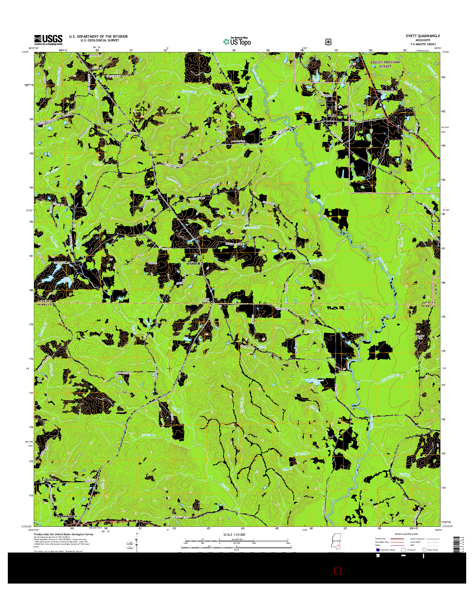 USGS US TOPO 7.5-MINUTE MAP FOR OVETT, MS 2015