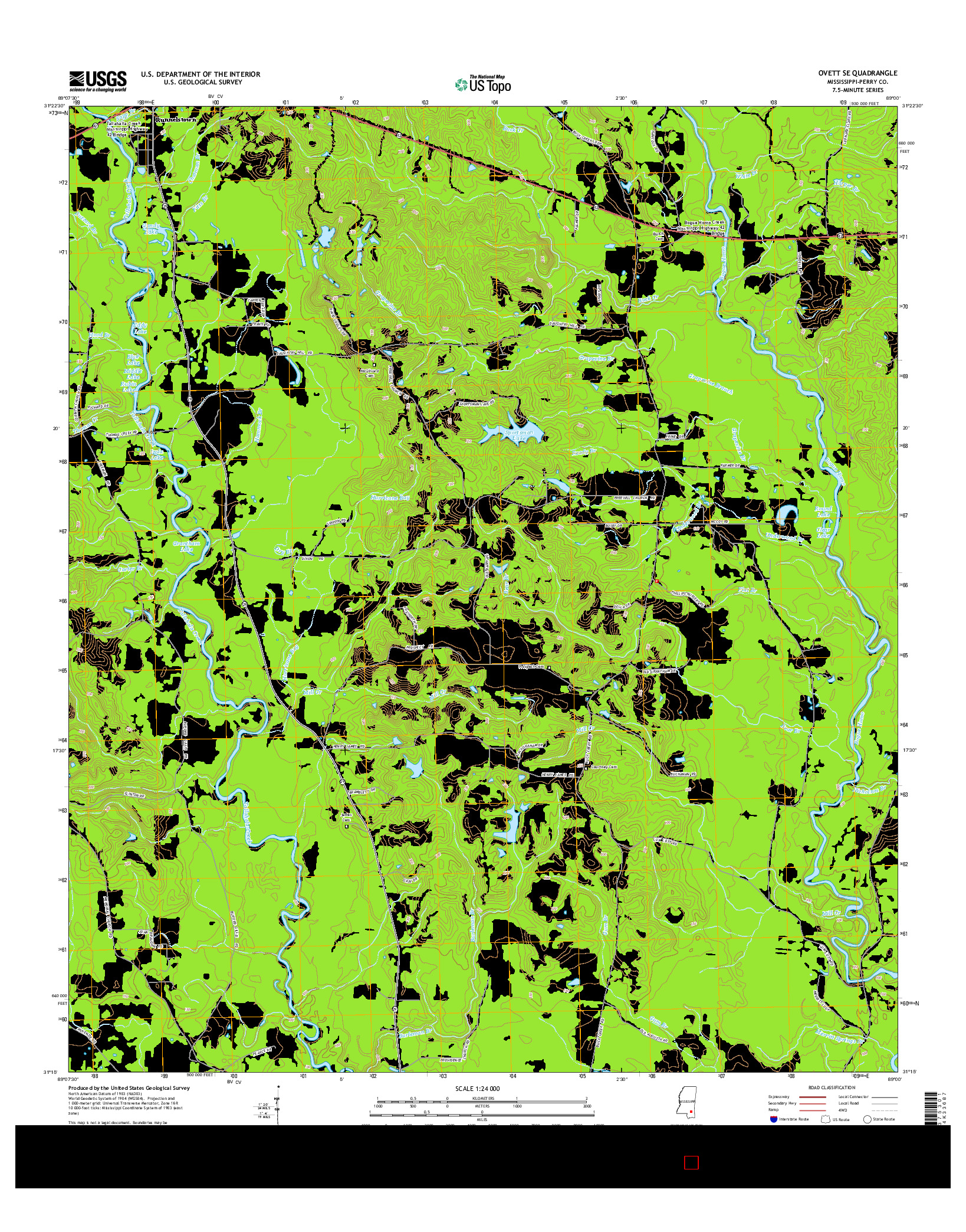 USGS US TOPO 7.5-MINUTE MAP FOR OVETT SE, MS 2015