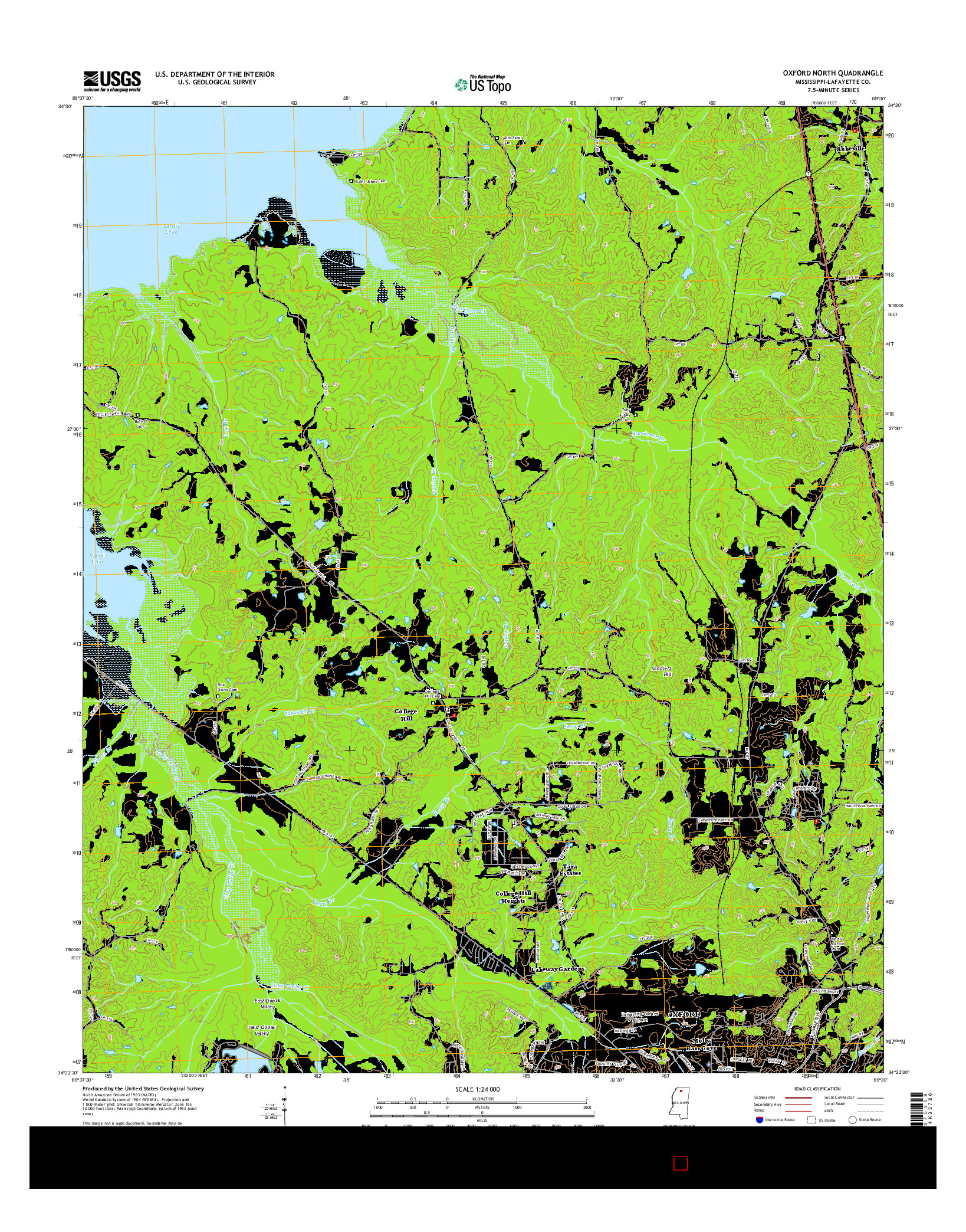 USGS US TOPO 7.5-MINUTE MAP FOR OXFORD NORTH, MS 2015