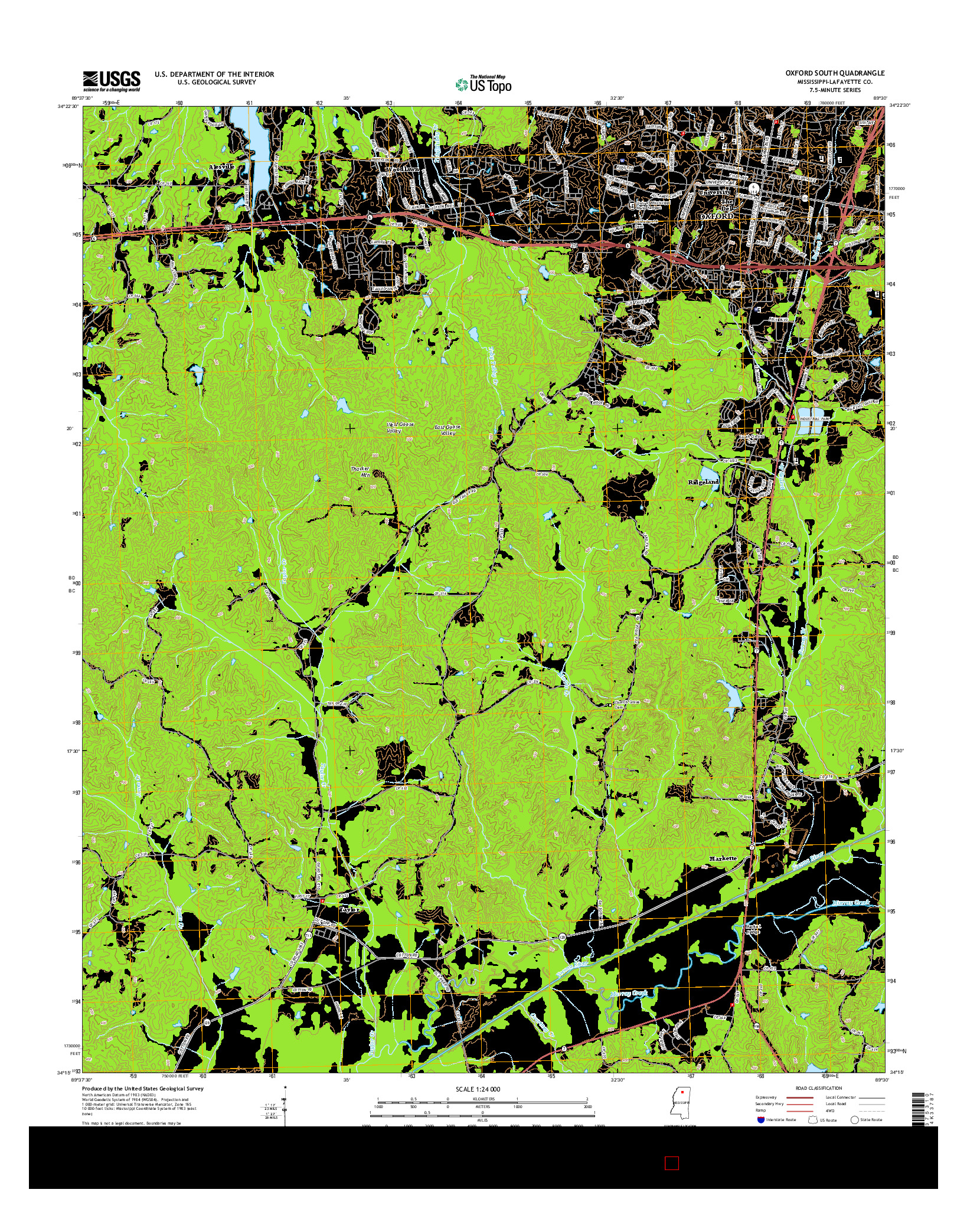 USGS US TOPO 7.5-MINUTE MAP FOR OXFORD SOUTH, MS 2015