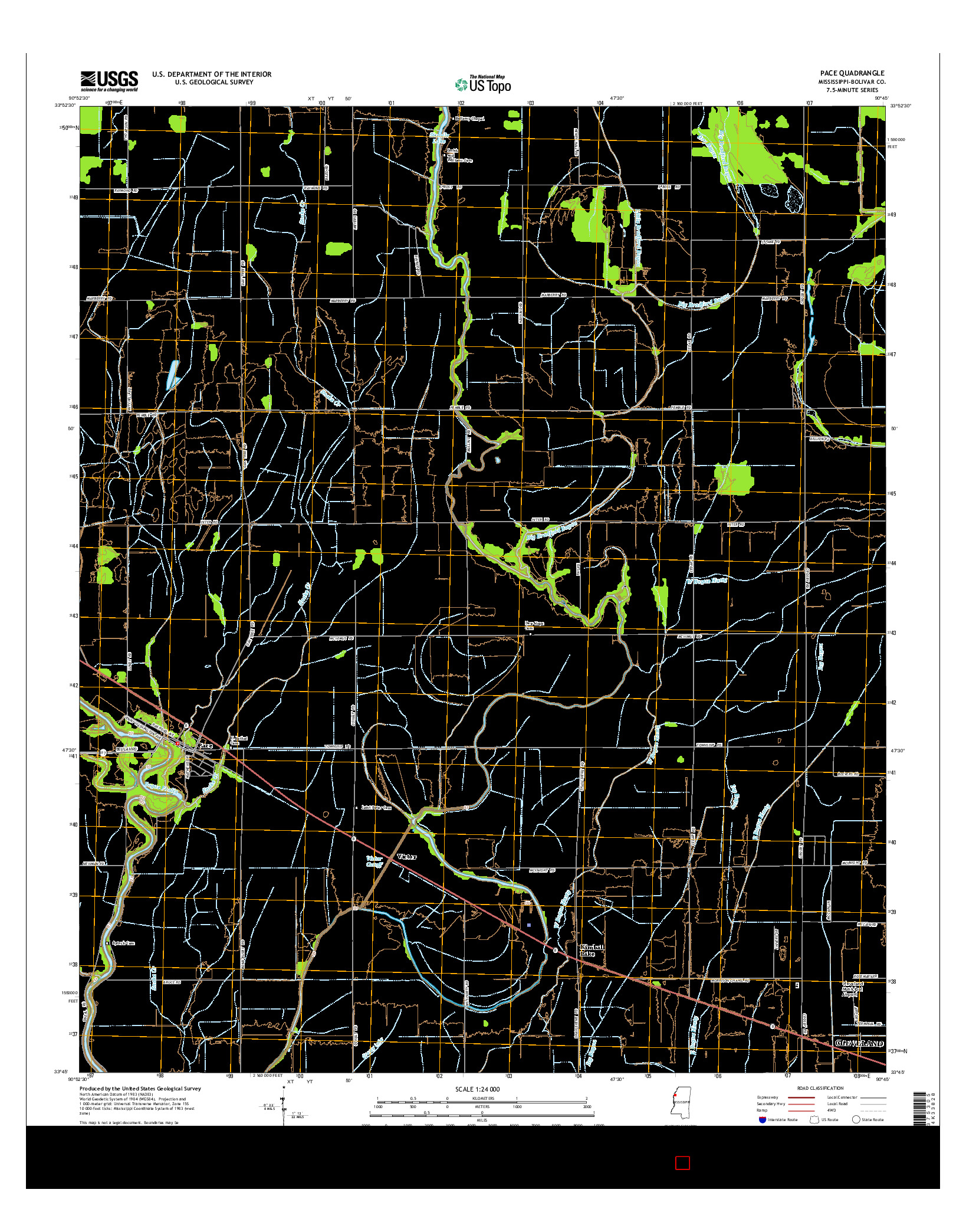 USGS US TOPO 7.5-MINUTE MAP FOR PACE, MS 2015