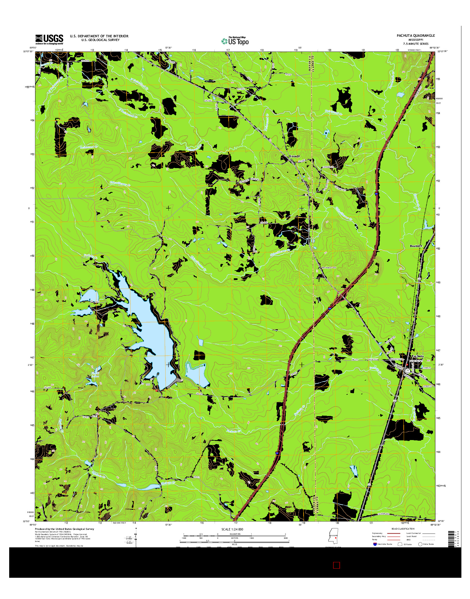 USGS US TOPO 7.5-MINUTE MAP FOR PACHUTA, MS 2015