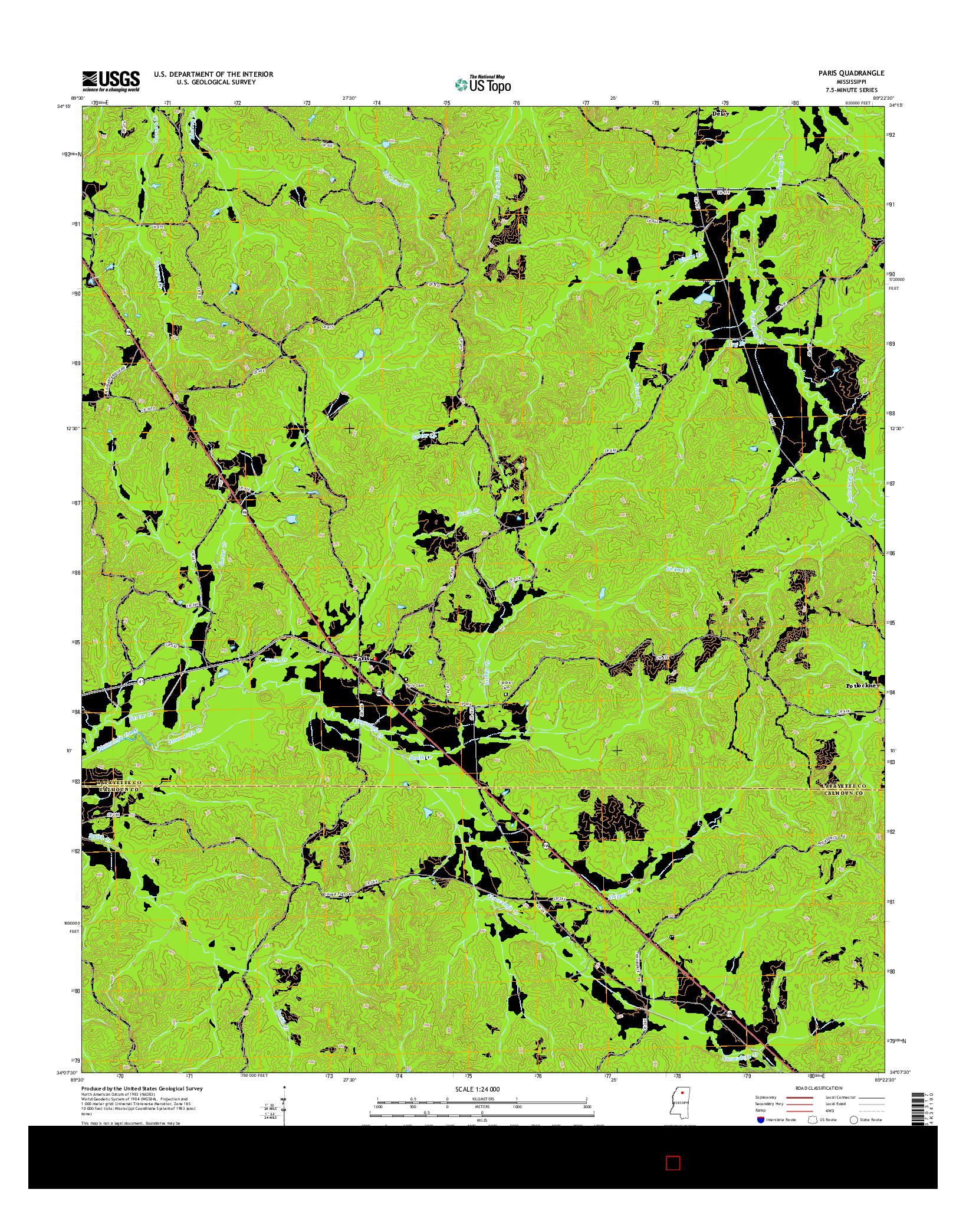 USGS US TOPO 7.5-MINUTE MAP FOR PARIS, MS 2015