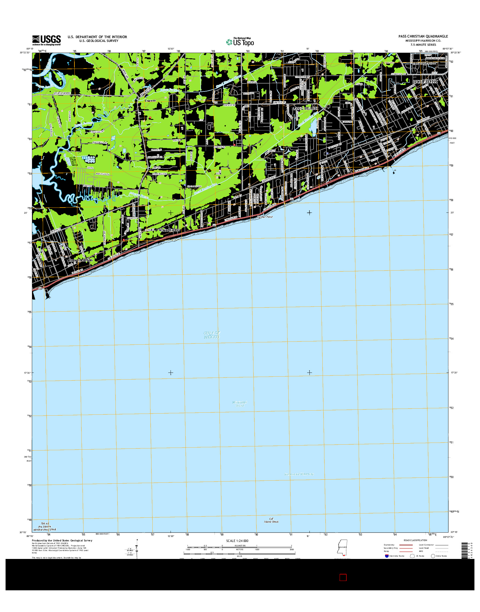 USGS US TOPO 7.5-MINUTE MAP FOR PASS CHRISTIAN, MS 2015