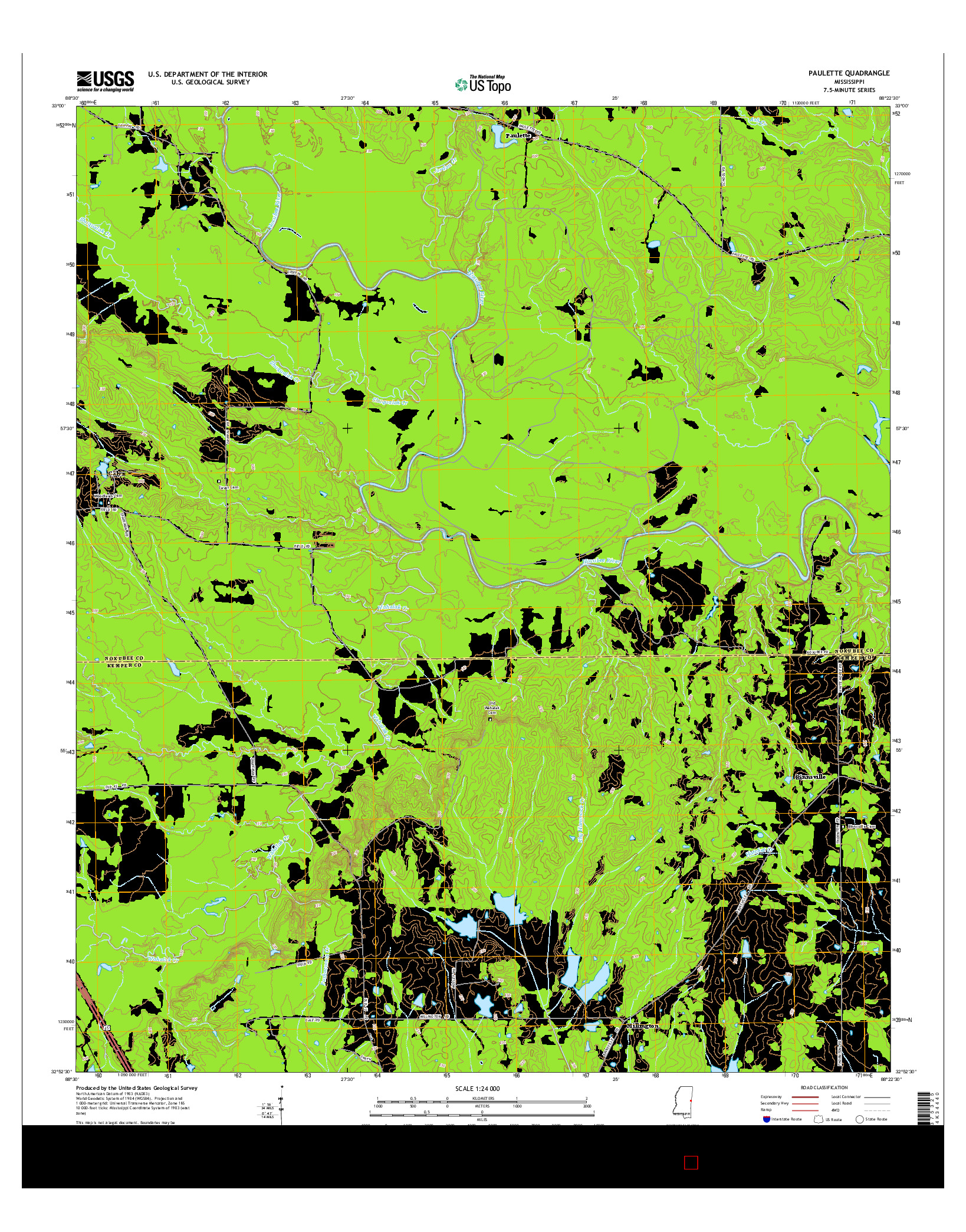 USGS US TOPO 7.5-MINUTE MAP FOR PAULETTE, MS 2015