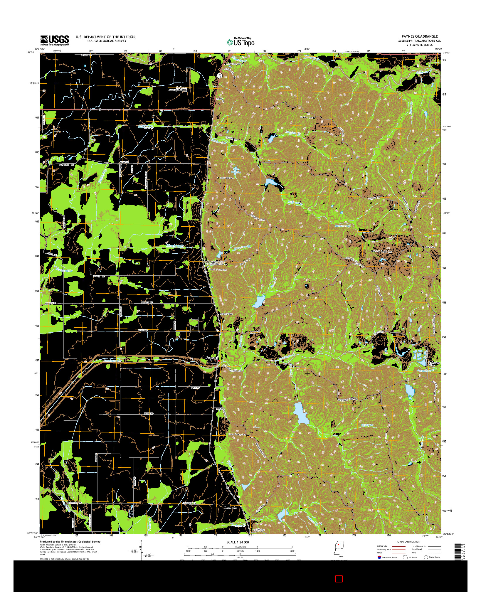 USGS US TOPO 7.5-MINUTE MAP FOR PAYNES, MS 2015