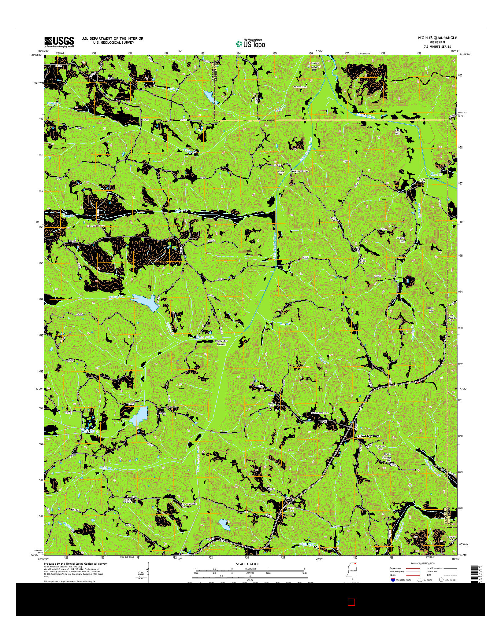 USGS US TOPO 7.5-MINUTE MAP FOR PEOPLES, MS 2015