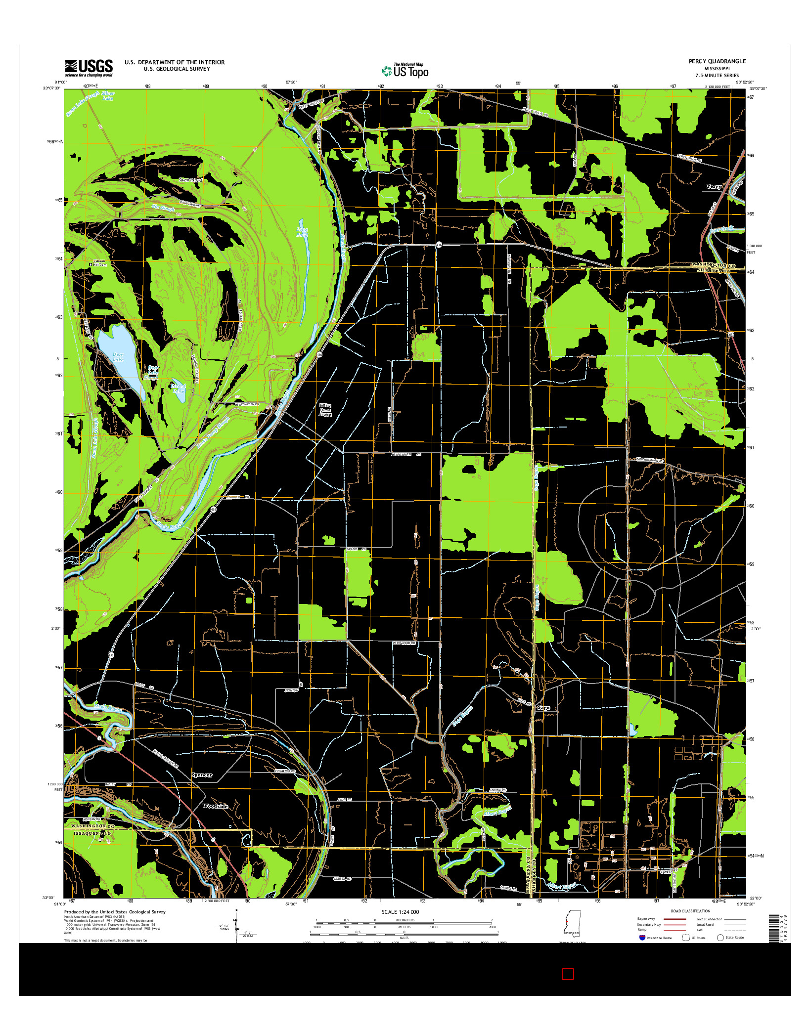 USGS US TOPO 7.5-MINUTE MAP FOR PERCY, MS 2015