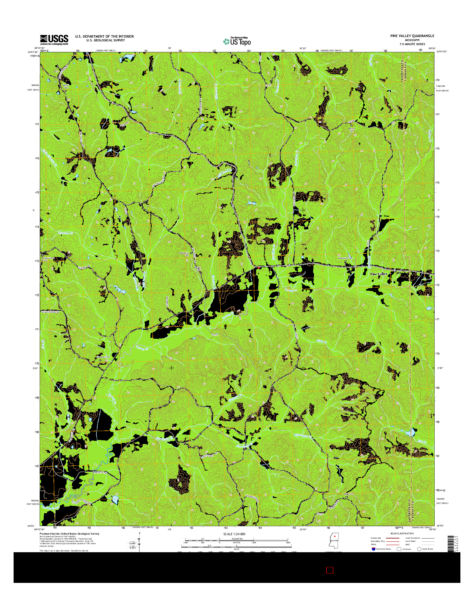 USGS US TOPO 7.5-MINUTE MAP FOR PINE VALLEY, MS 2015