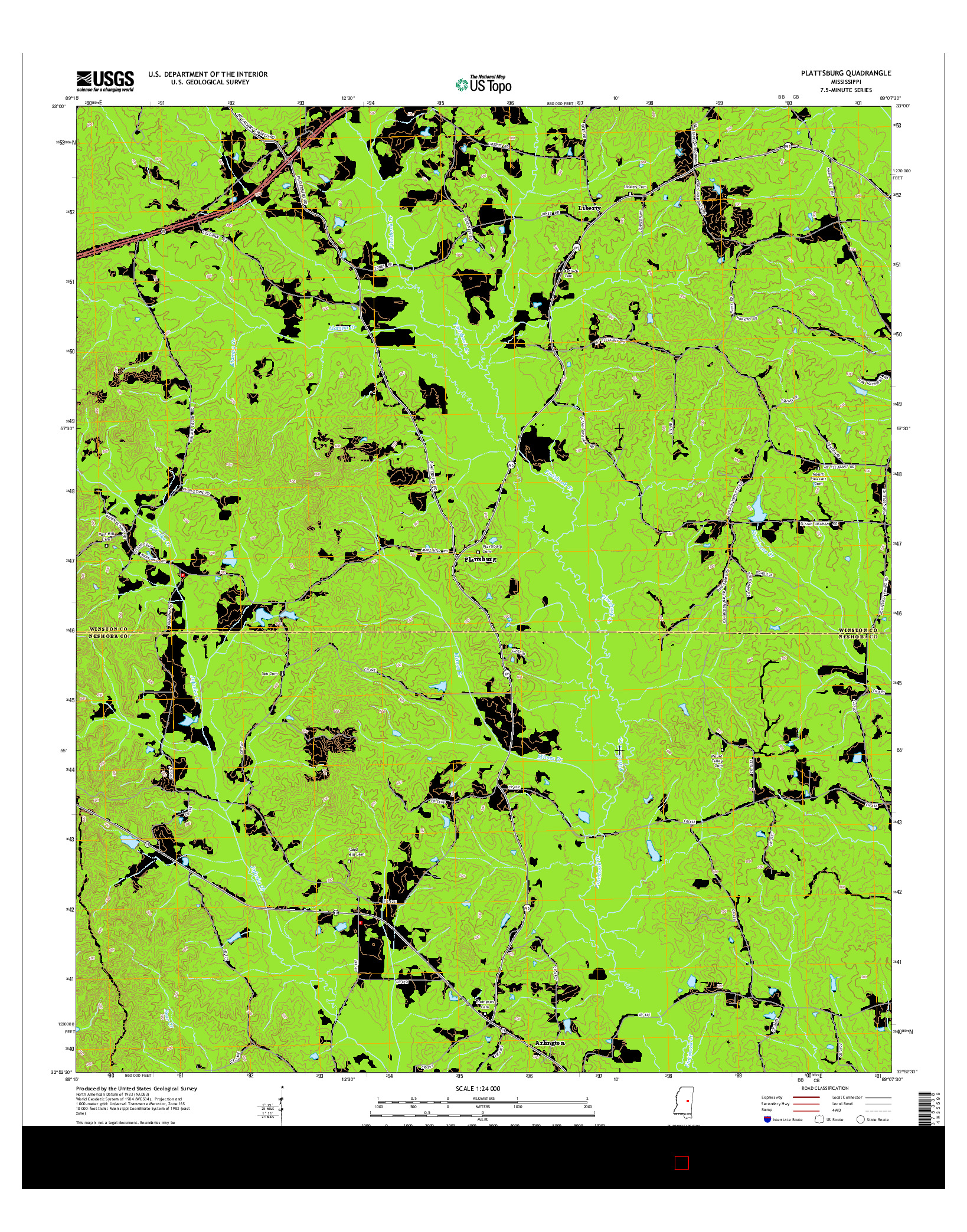USGS US TOPO 7.5-MINUTE MAP FOR PLATTSBURG, MS 2015