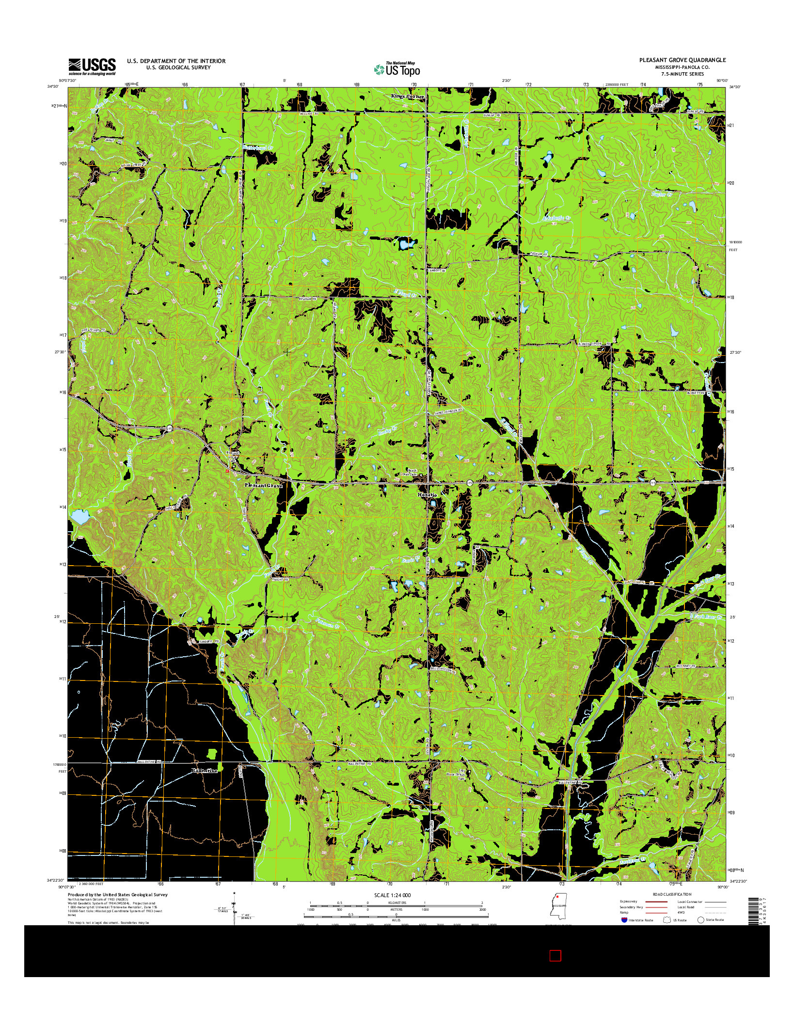 USGS US TOPO 7.5-MINUTE MAP FOR PLEASANT GROVE, MS 2015