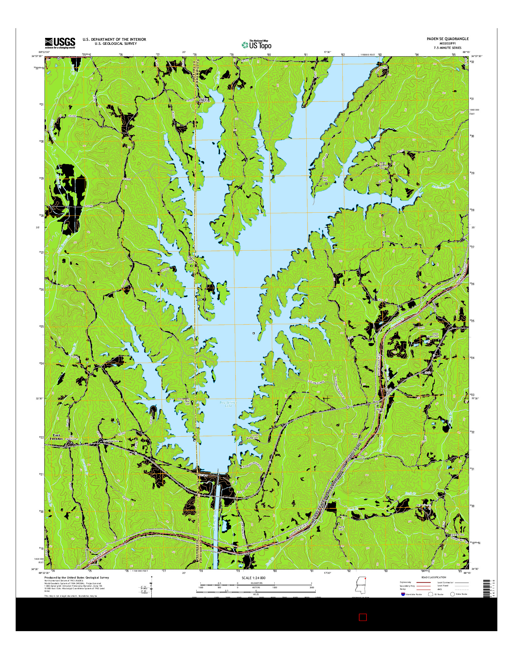 USGS US TOPO 7.5-MINUTE MAP FOR PADEN SE, MS 2015