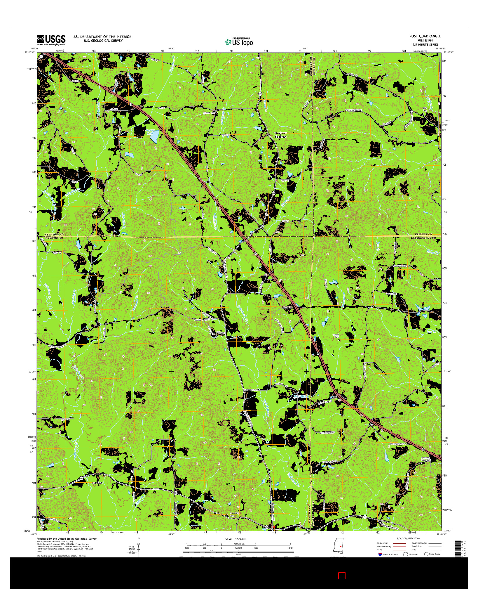 USGS US TOPO 7.5-MINUTE MAP FOR POST, MS 2015