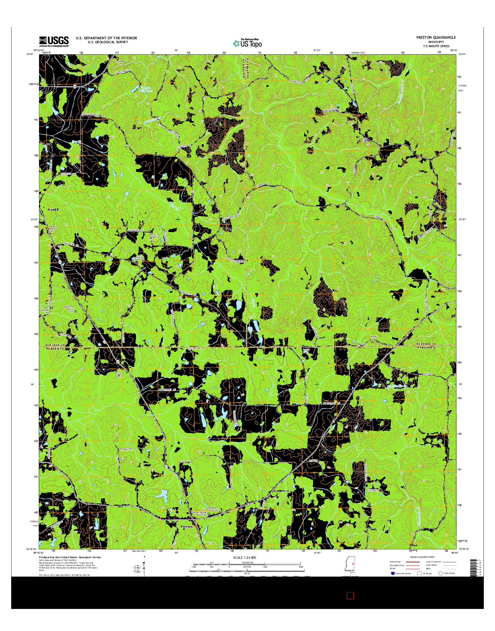 USGS US TOPO 7.5-MINUTE MAP FOR PRESTON, MS 2015