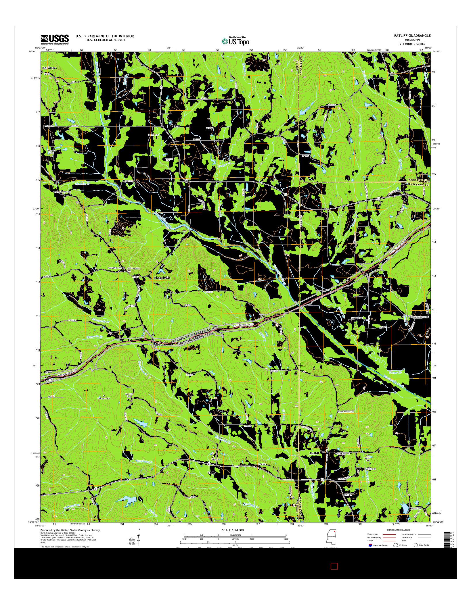 USGS US TOPO 7.5-MINUTE MAP FOR RATLIFF, MS 2015