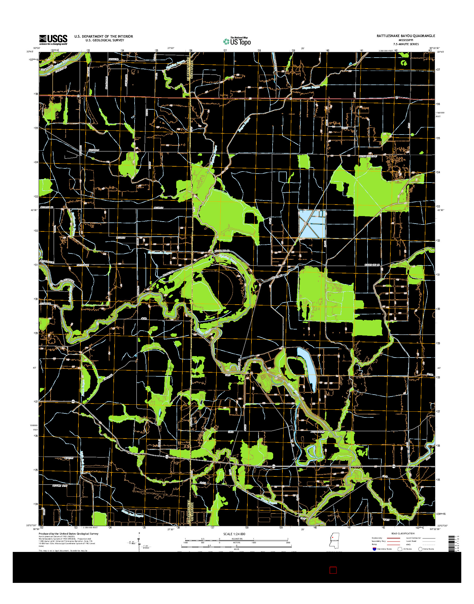 USGS US TOPO 7.5-MINUTE MAP FOR RATTLESNAKE BAYOU, MS 2015