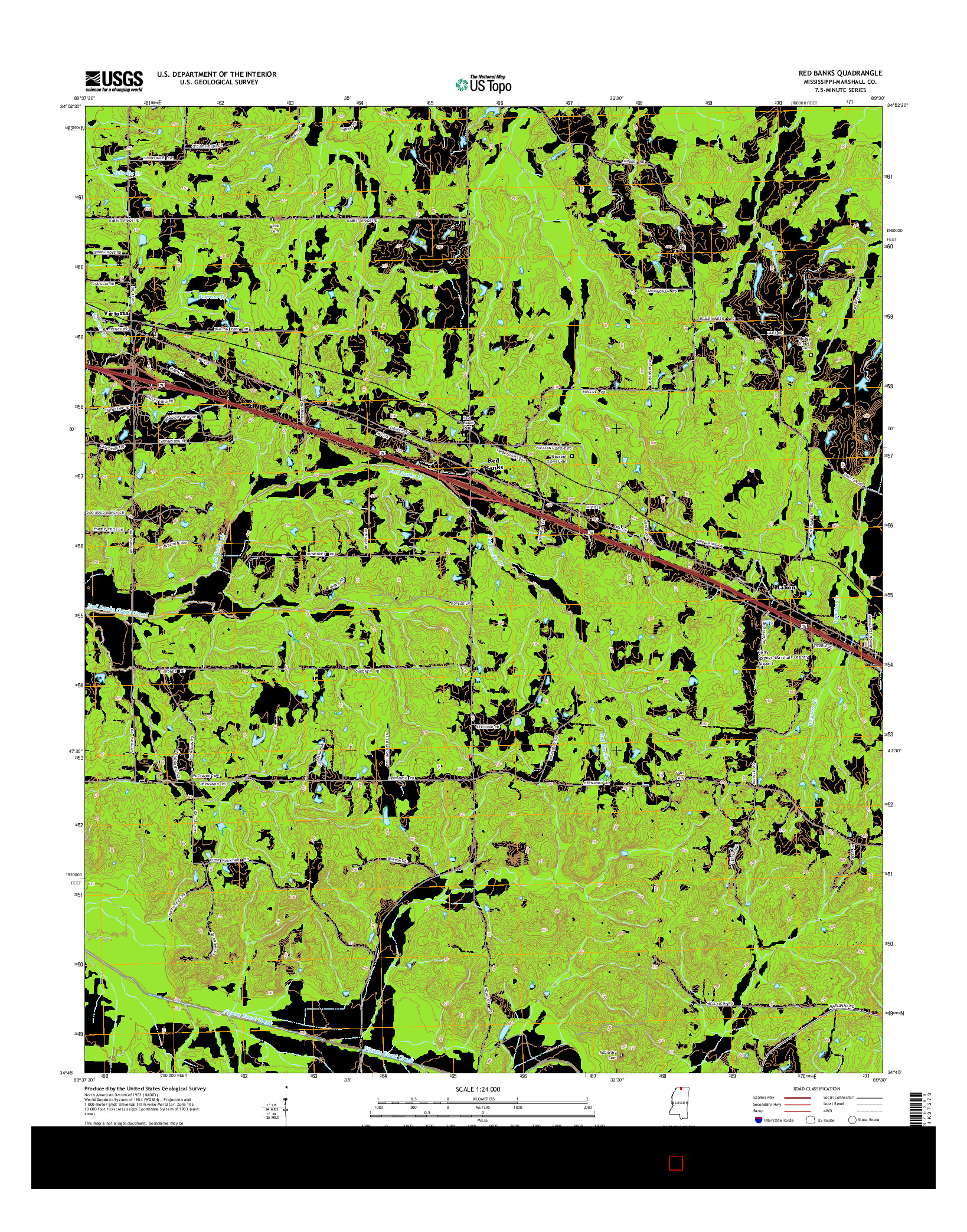 USGS US TOPO 7.5-MINUTE MAP FOR RED BANKS, MS 2015