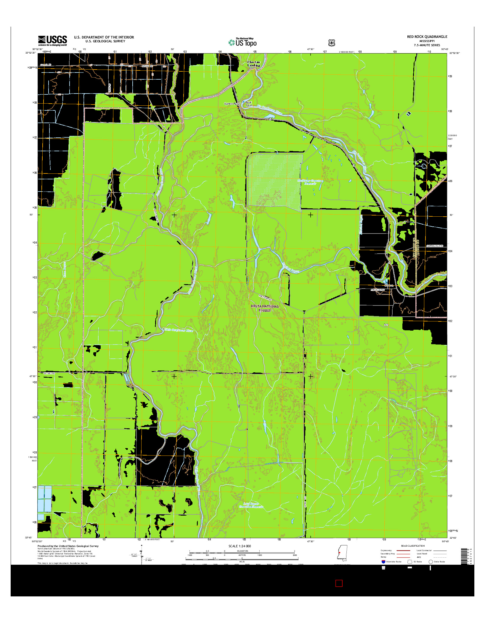 USGS US TOPO 7.5-MINUTE MAP FOR RED ROCK, MS 2015