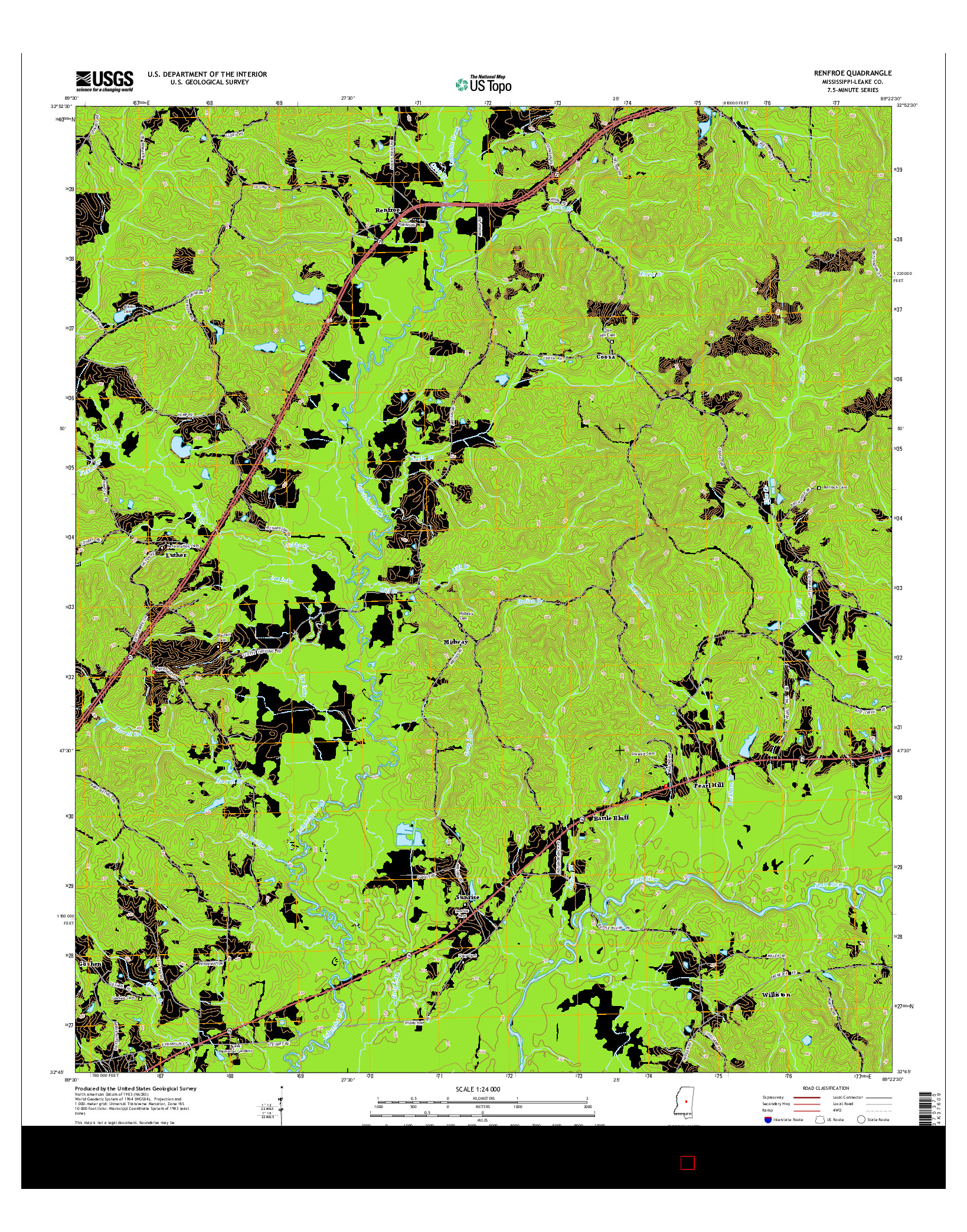 USGS US TOPO 7.5-MINUTE MAP FOR RENFROE, MS 2015