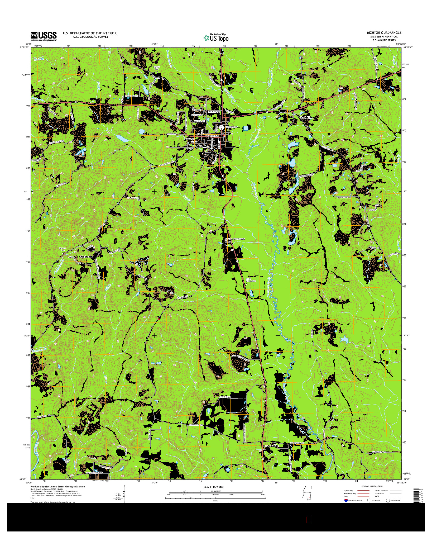 USGS US TOPO 7.5-MINUTE MAP FOR RICHTON, MS 2015