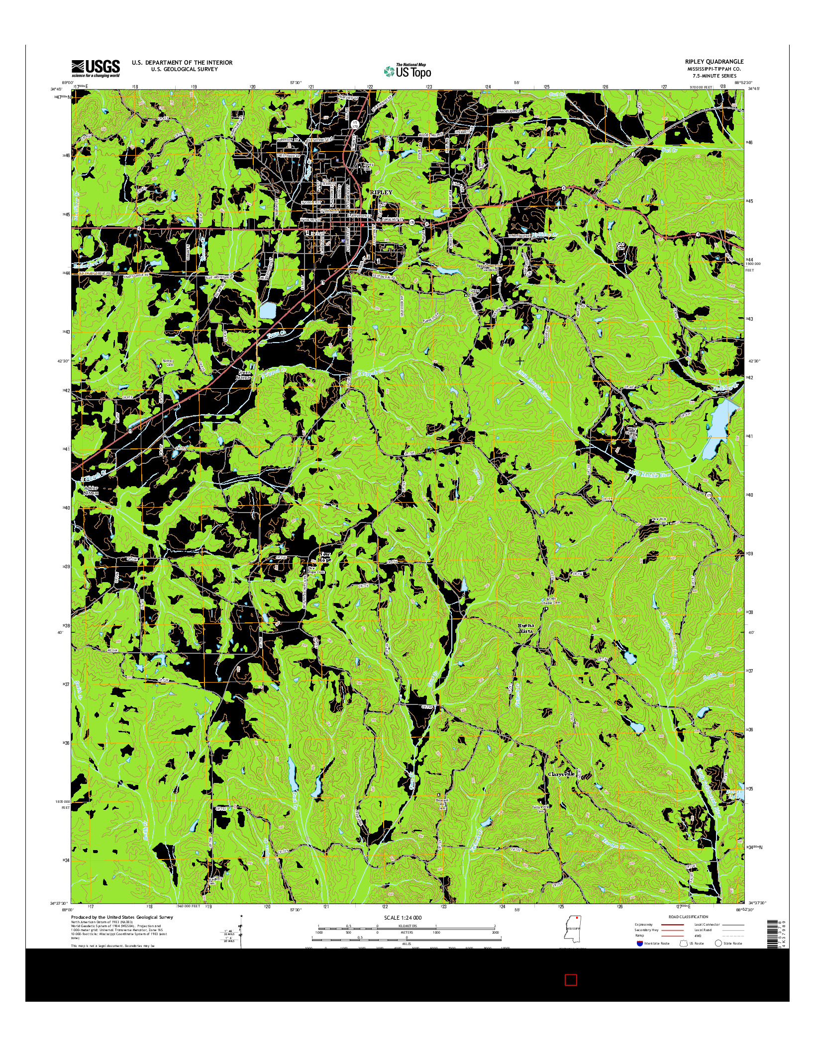 USGS US TOPO 7.5-MINUTE MAP FOR RIPLEY, MS 2015