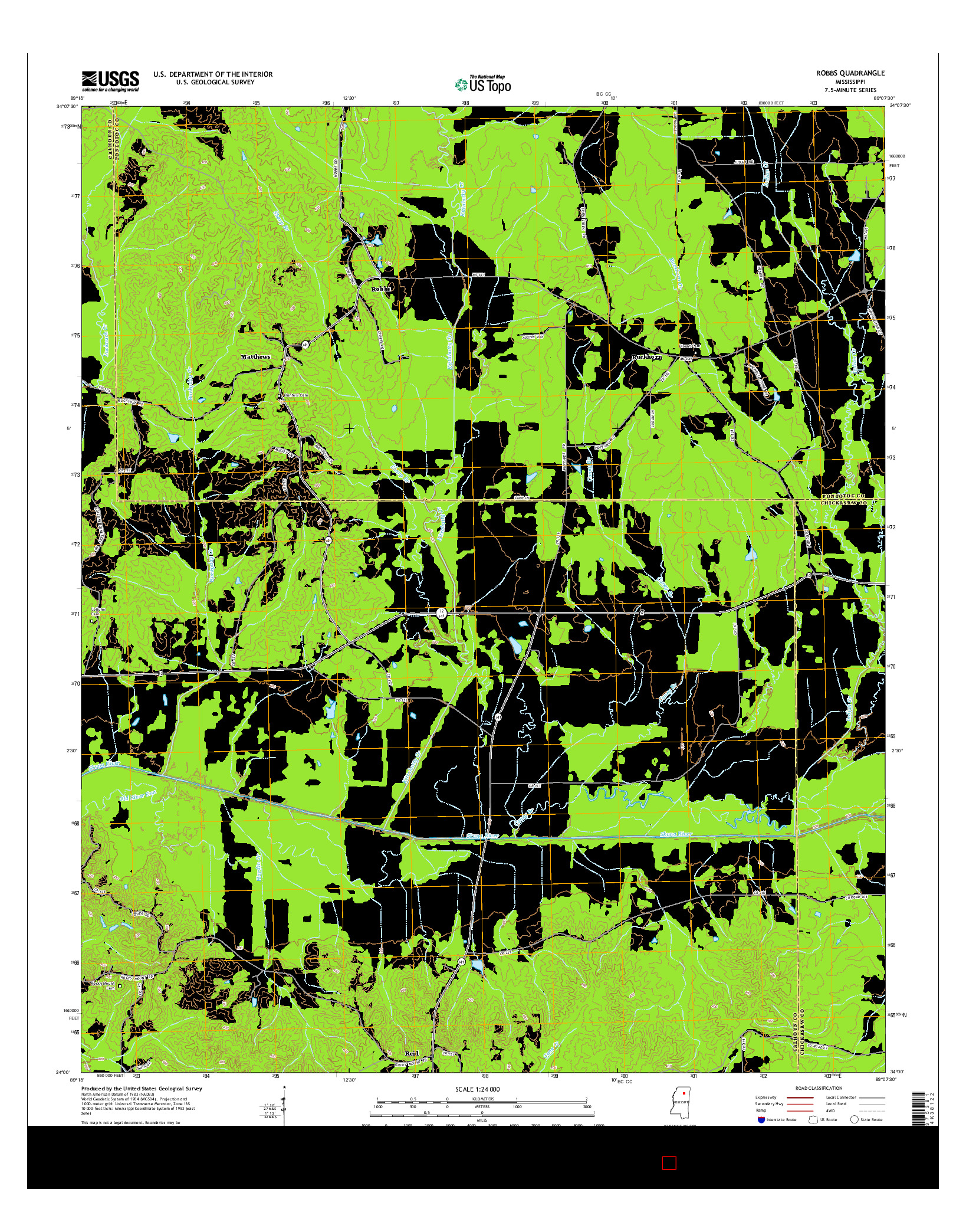 USGS US TOPO 7.5-MINUTE MAP FOR ROBBS, MS 2015