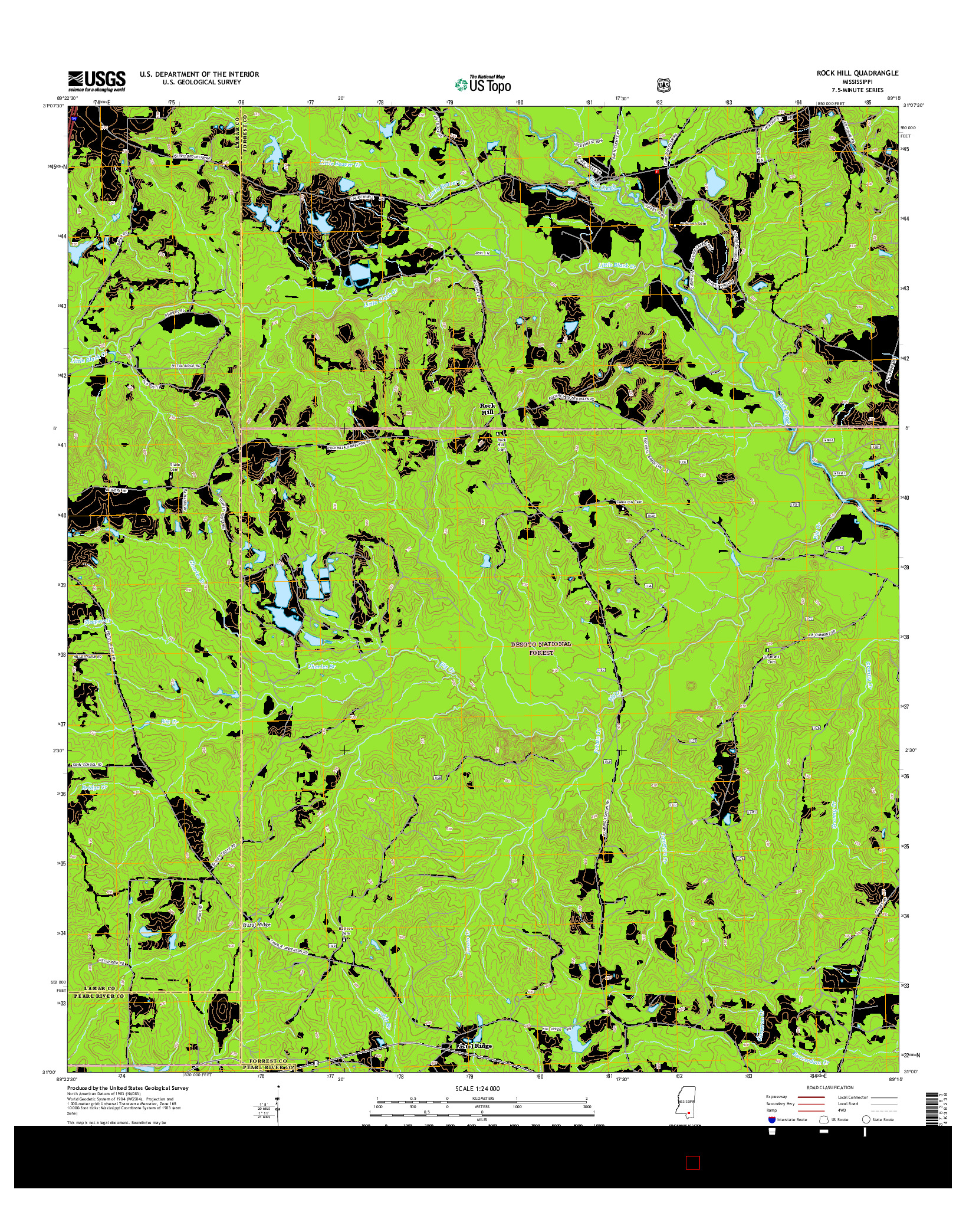 USGS US TOPO 7.5-MINUTE MAP FOR ROCK HILL, MS 2015