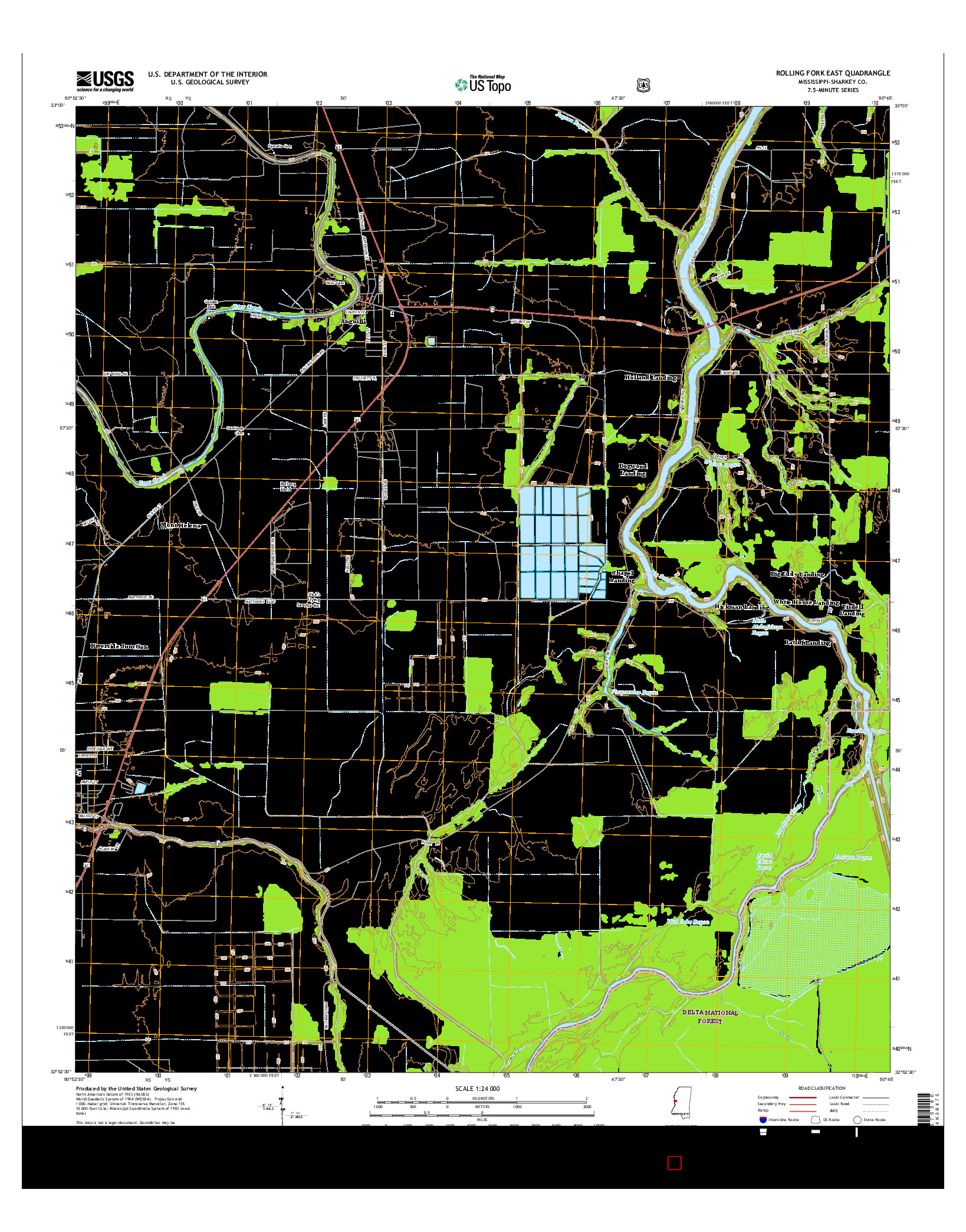 USGS US TOPO 7.5-MINUTE MAP FOR ROLLING FORK EAST, MS 2015