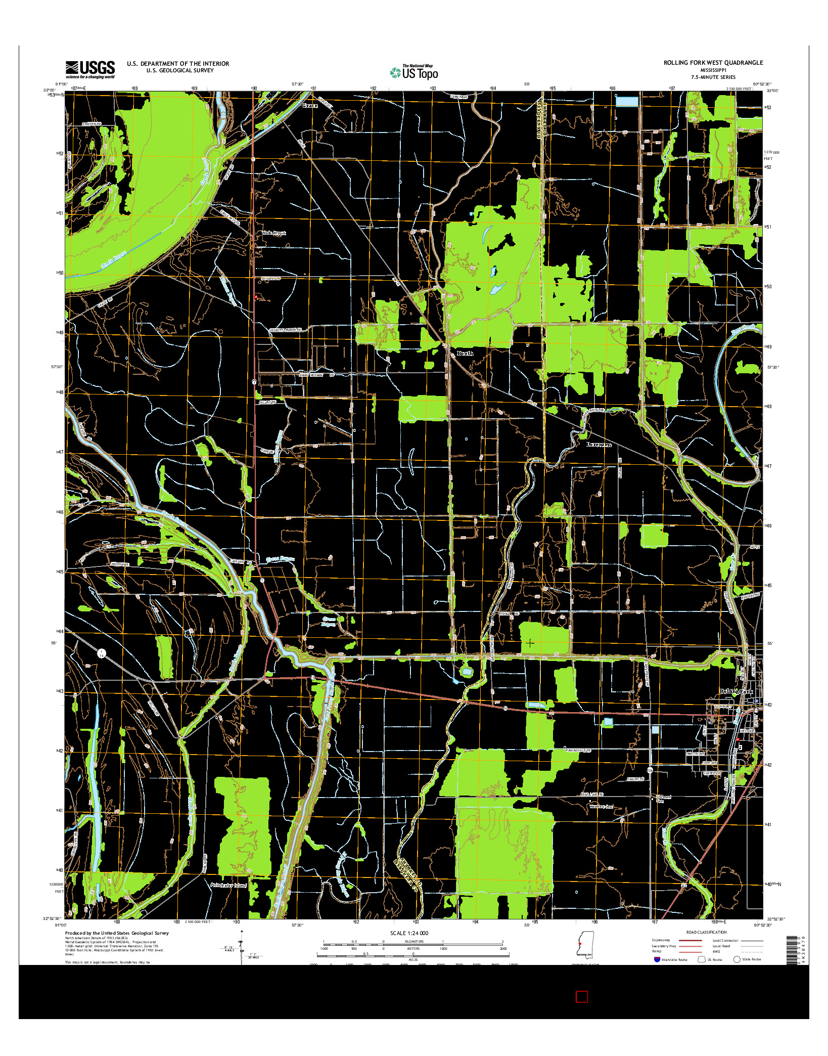 USGS US TOPO 7.5-MINUTE MAP FOR ROLLING FORK WEST, MS 2015